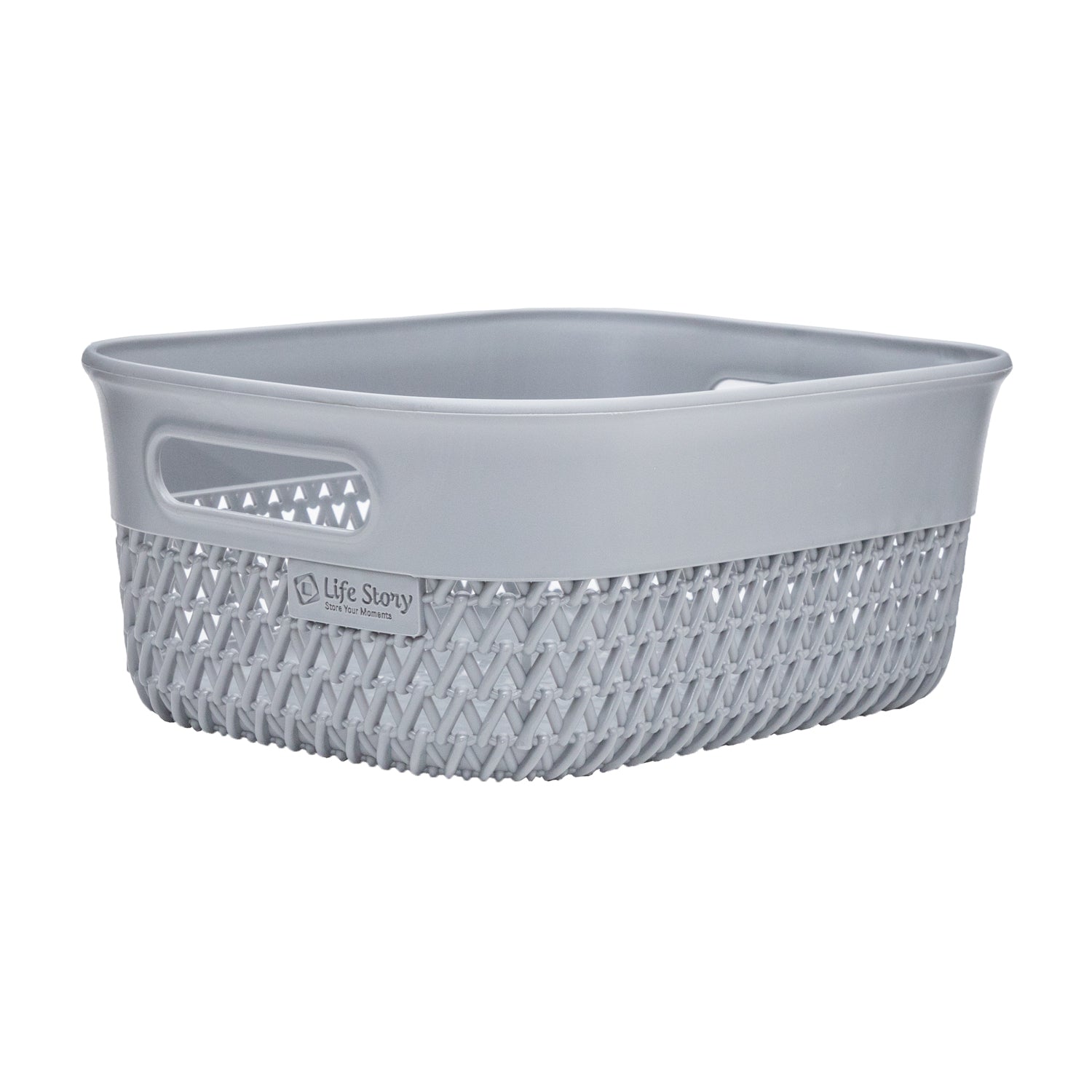 Life Story Lightweight Heavy Duty Storage Woven Trendy Basket 4 Quarts, Grey - VMInnovations