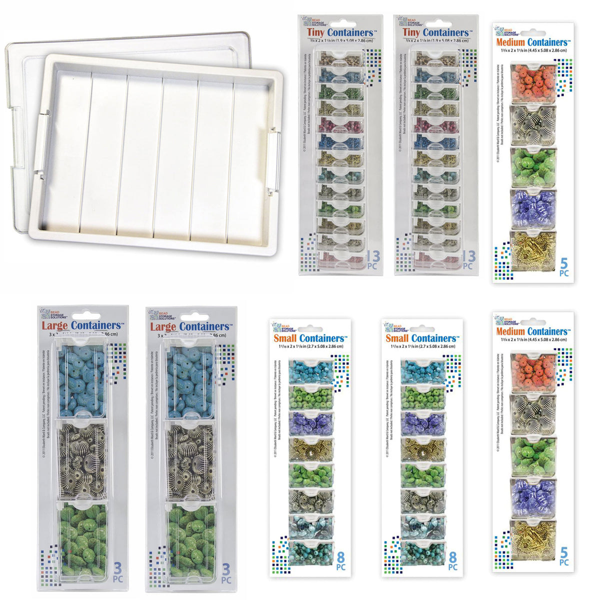Elizabeth Ward Bead Storage Bundle w/ Tray, Lid, and 58 Piece Container Pack - VMInnovations
