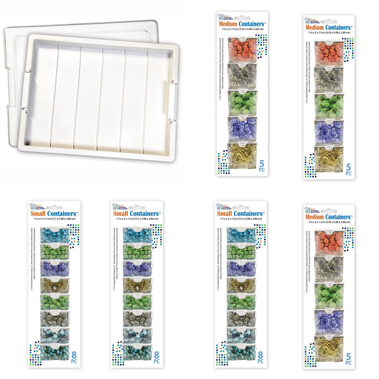 Bead Storage Bundle for Craft Supplies with Tray, Lid, & 39 Piece Container Pack - VMInnovations