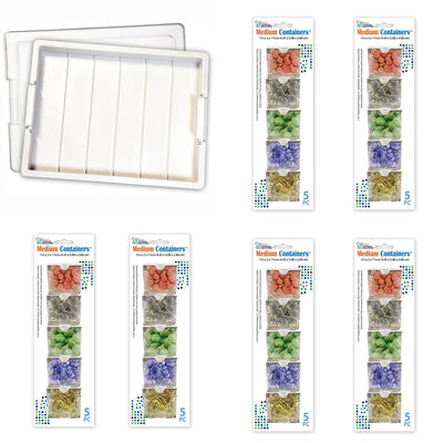 Bead Storage Bundle with Tray, Lid, and 30 Piece Craft Supplies Container Pack
