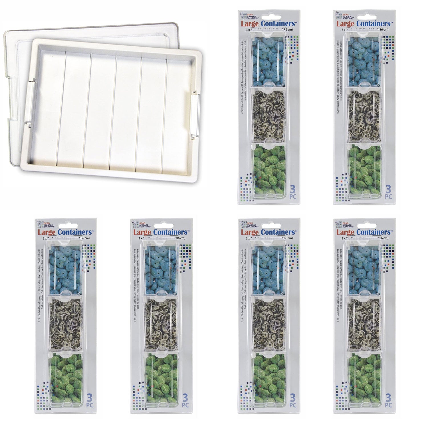 Bead Storage Solutions 2 Piece Craft Organizer with 3 Piece Containers (6 Pack) - VMInnovations