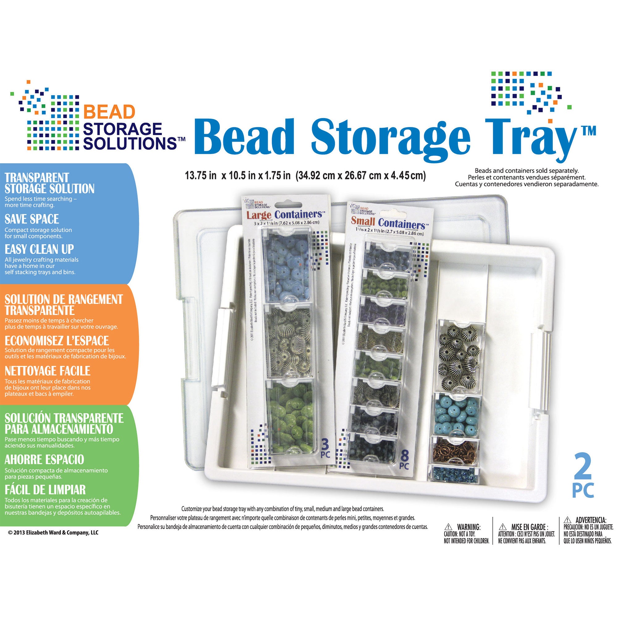 Elizabeth Ward Bead Storage Solutions Assorted Craft Supplies Organizer Tray - VMInnovations