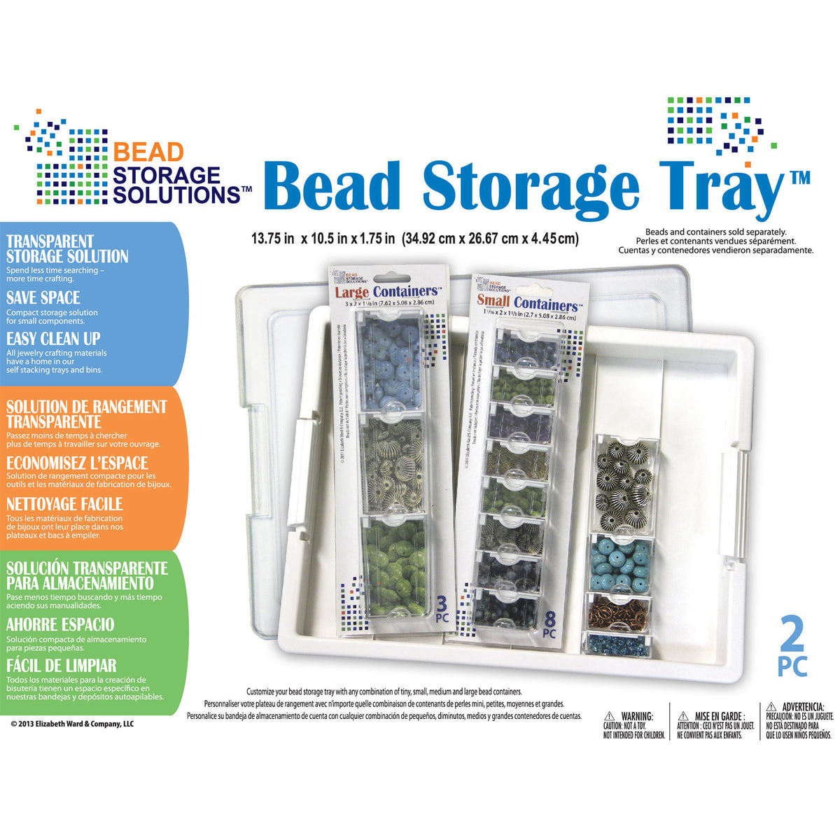 Bead Storage Solutions Craft Supplies Organizer Craft Tray with Lid (Open Box)