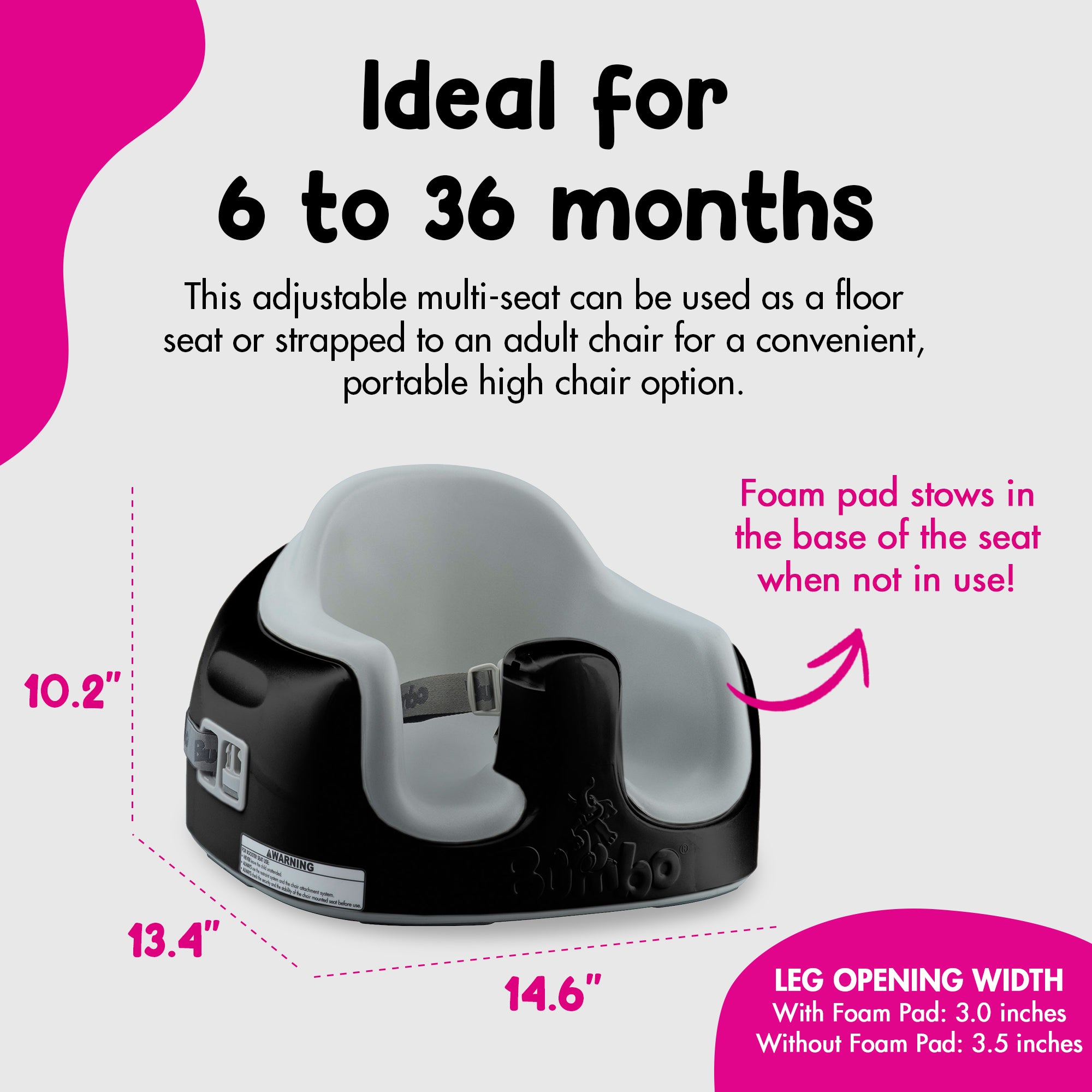 Bumbo Toddler Multi Seat 3-in-1 Booster High Chair and Tray, Black/Monsoon