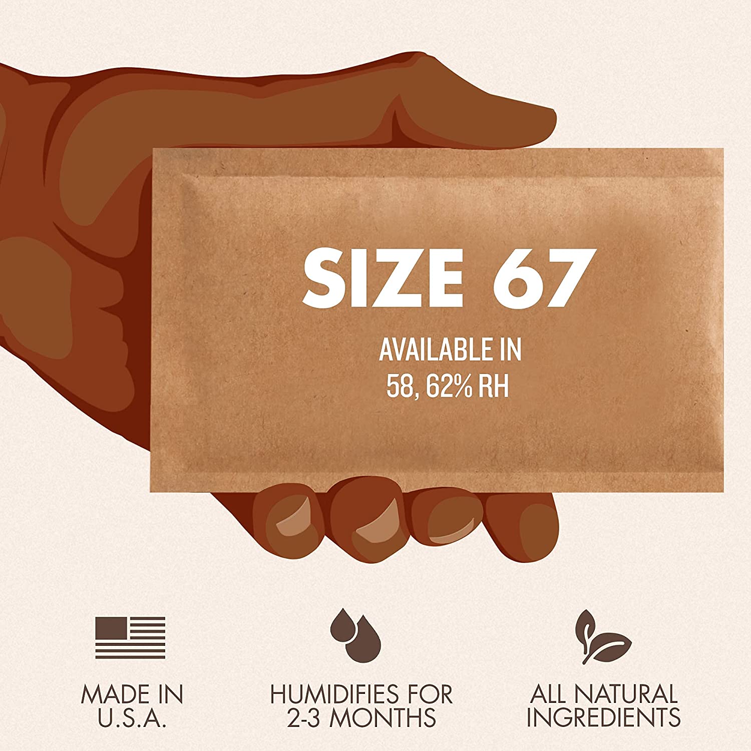 Boveda BV62187 67 Gram Humidity Control Pack 62% RH 2-Way Herbal Preservative - VMInnovations