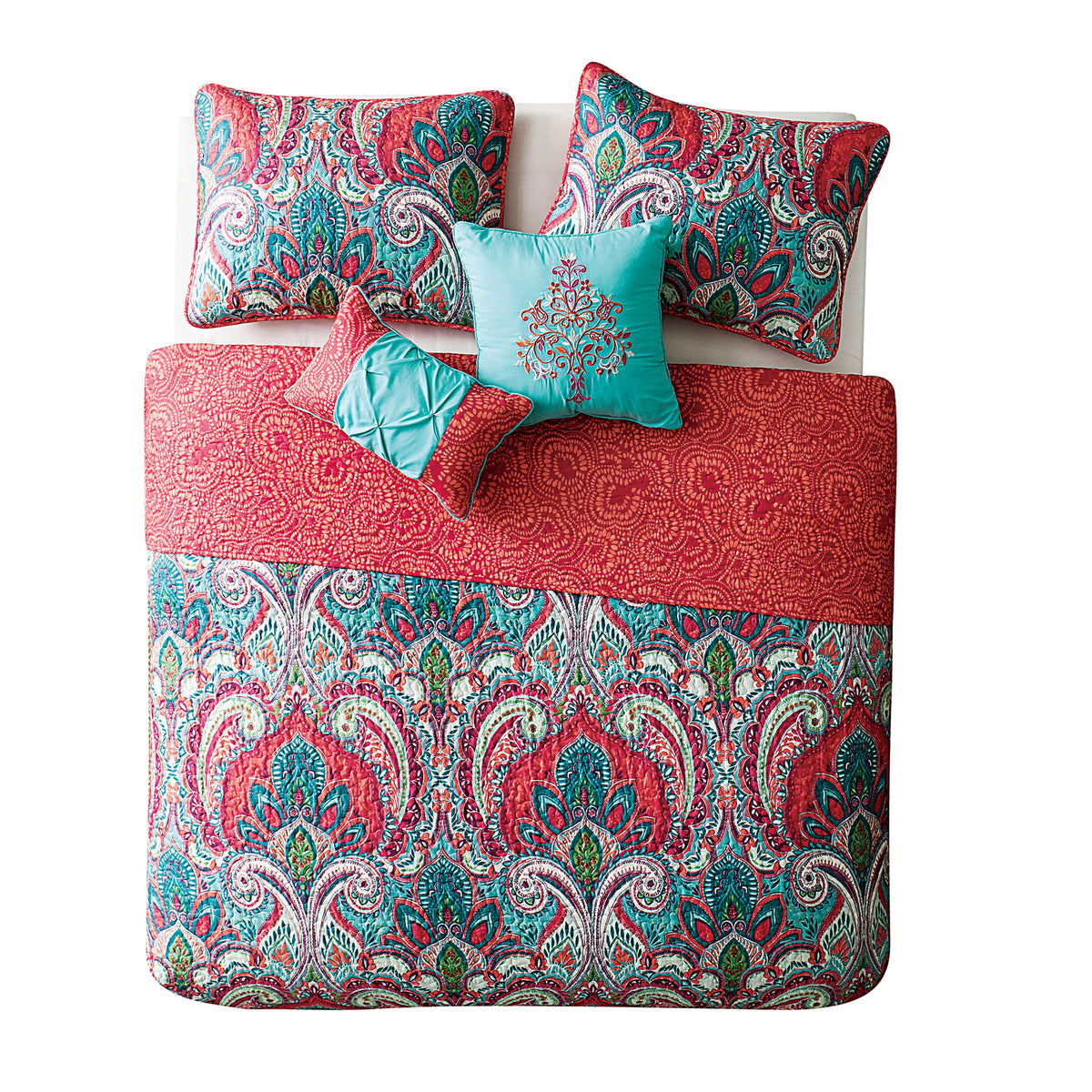 VCNY Home Casa Real Multi 5 Piece Reversible Bed Comforter Set, King (Open Box)