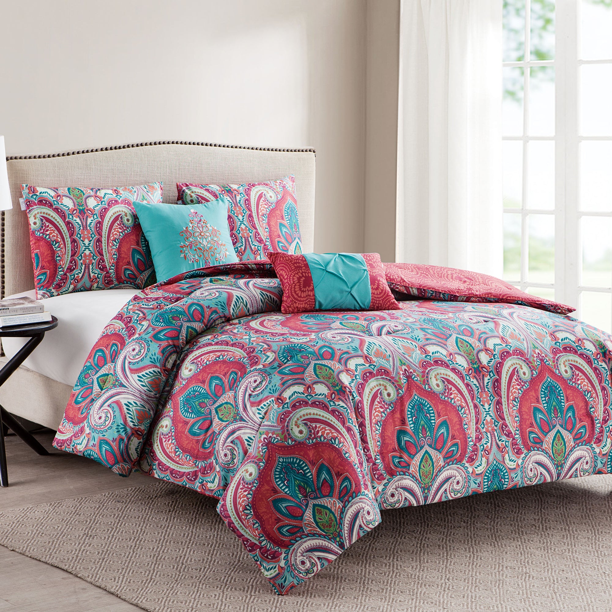VCNY Home Casa Real Multi 5 Piece Reversible Bed Comforter Set, King (Open Box)