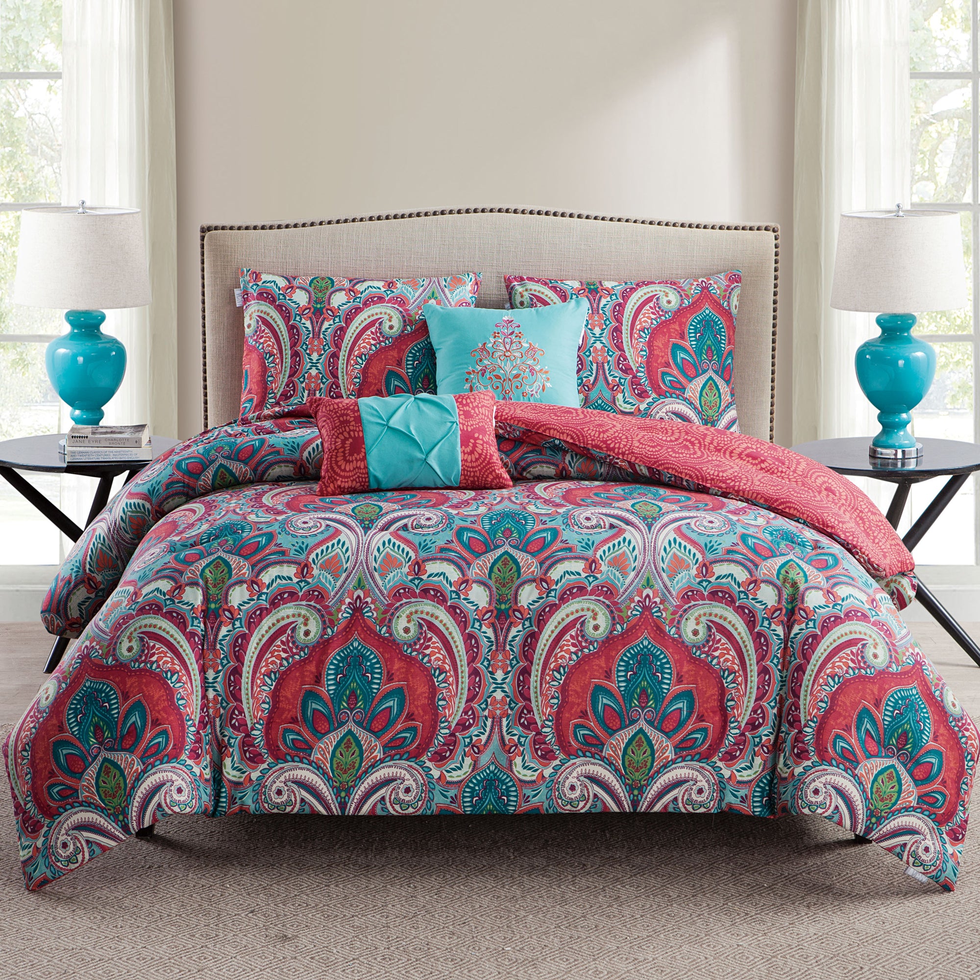 VCNY Home Casa Real Multi 5 Piece Reversible Bed Comforter Set, King (Open Box)