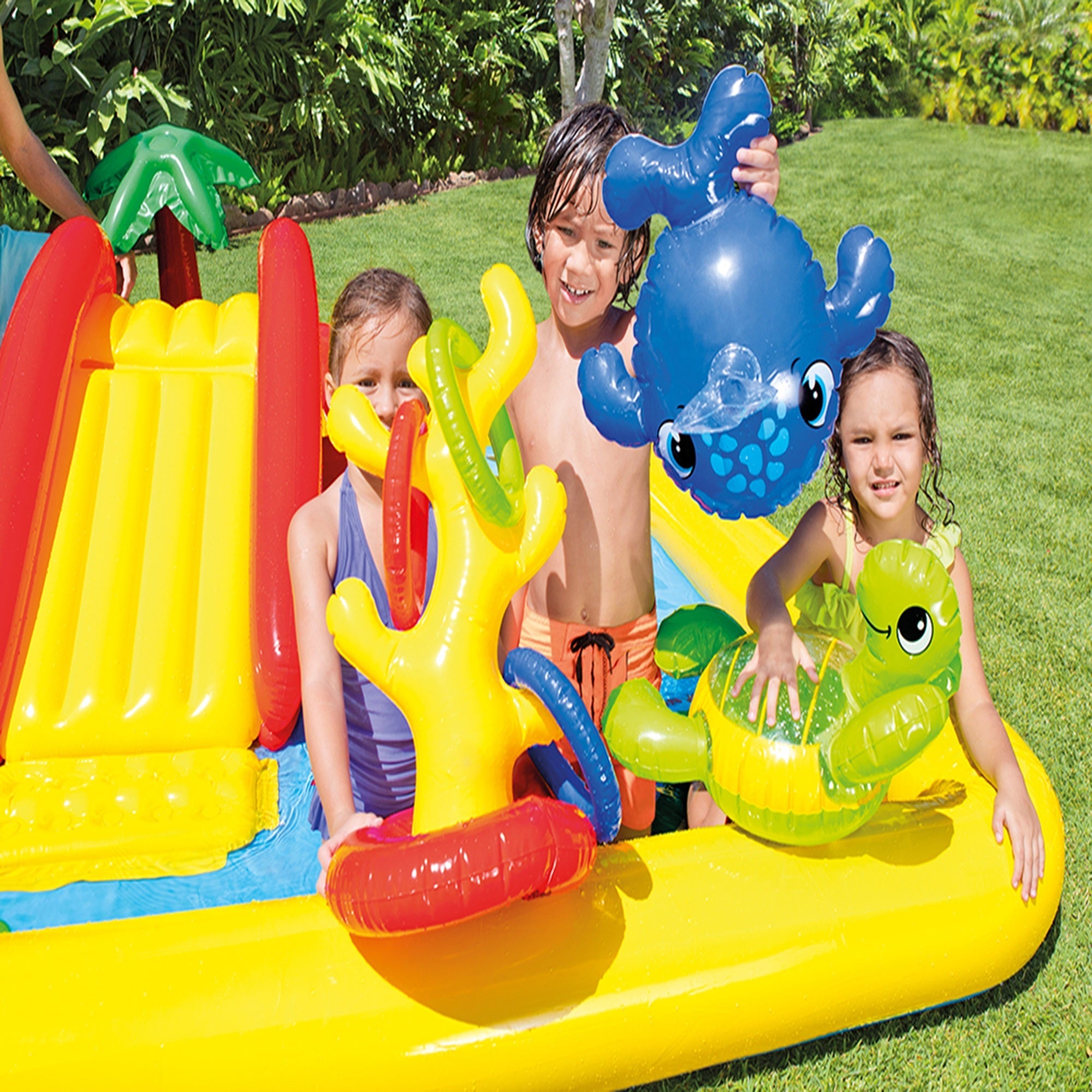 Intex Ocean Scene Kiddie Pool With Shade Canopy & Ocean Play Kiddie Pool & Games - VMInnovations