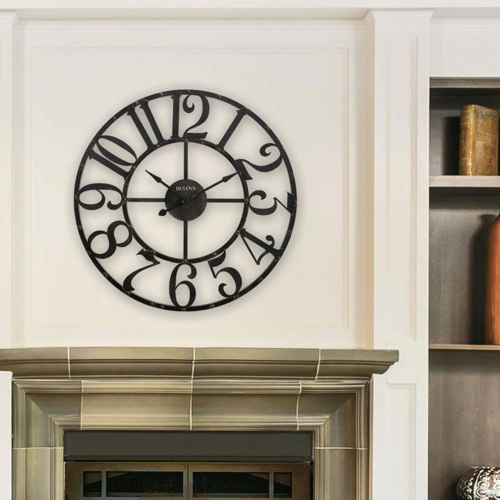 Bulova Clocks C4821 Gabriel 45 Inch Oversized Gallery Rustic Analog Wall Clock