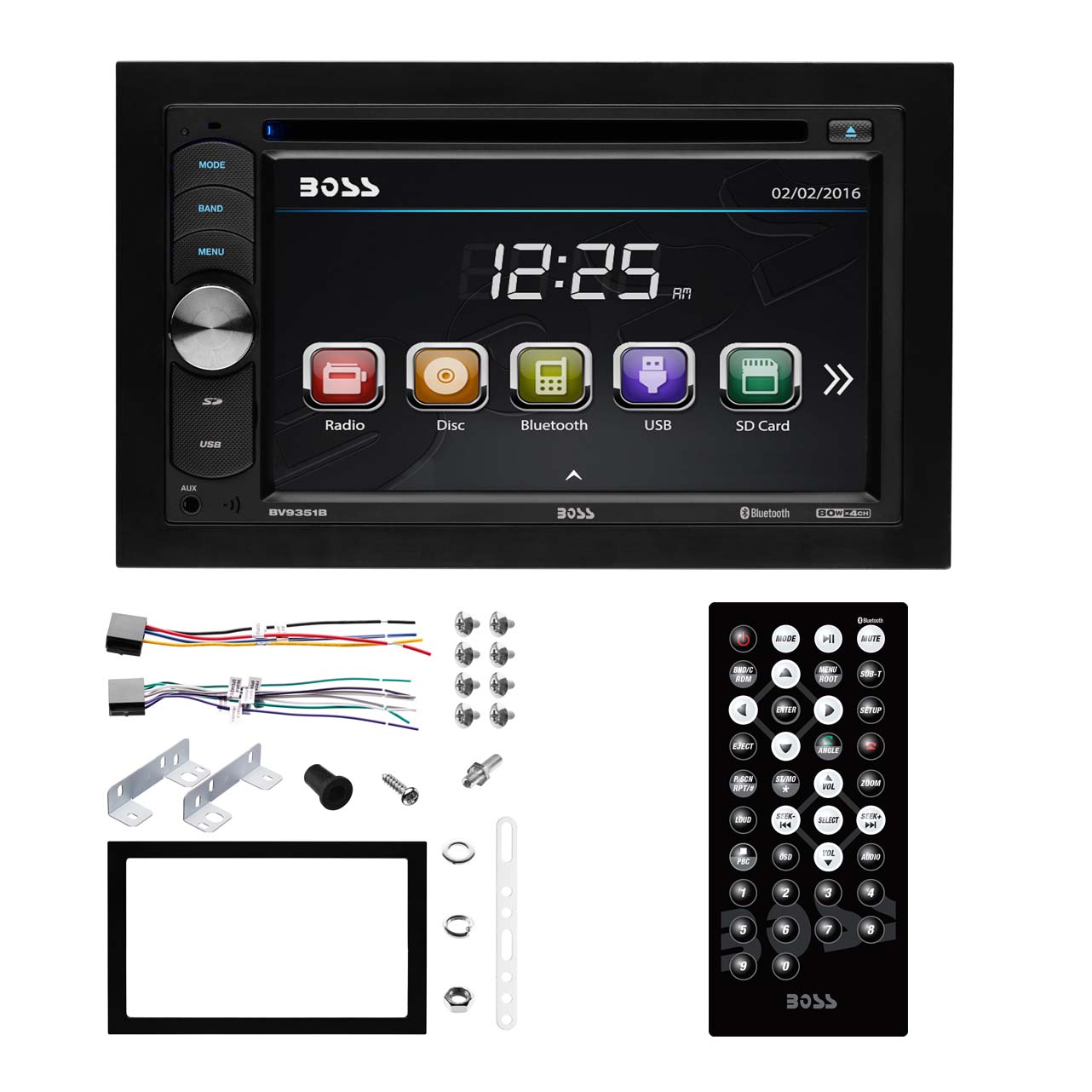 Boss Audio 320W Double DIN In-Dash Car Receiver and KIT10 Car Audio Wiring Kit