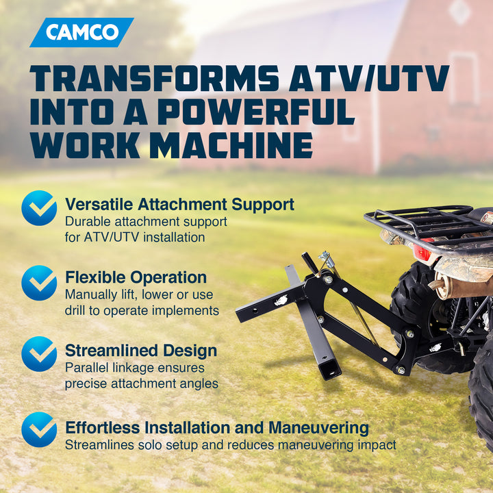 Camco Black Boar ATV/UTV Implement Strong Outside Vehicle Manual Lift Attachment - VMInnovations