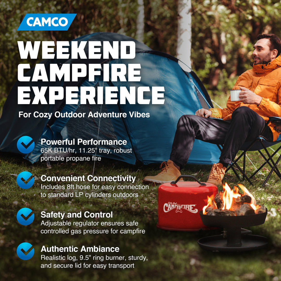 Camco Little Red Outdoor Portable Tabletop Propane Heater Fire Pit 11.25 Inch - VMInnovations