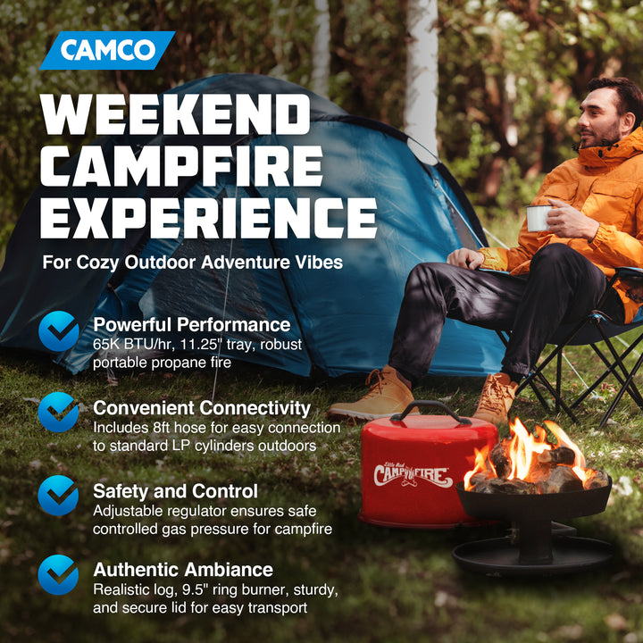 Camco Little Red Outdoor Portable Tabletop Propane Heater Fire Pit 11.25 Inch - VMInnovations