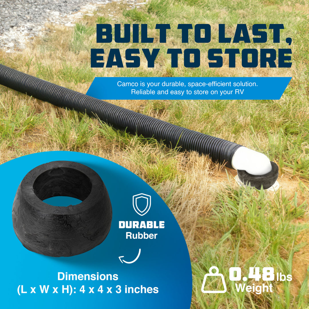 Camco 39312 4 x 3 Inch RV Sewer Hose Rubber Donut Seal for Sewer Inlets, Black - VMInnovations