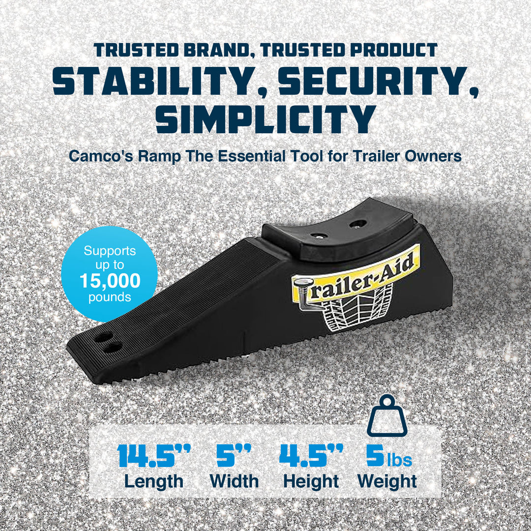 Camco Trailer Aid Tandem Trailer Tire Changing Ramp with 4.5 Inch Lift, Black - VMInnovations