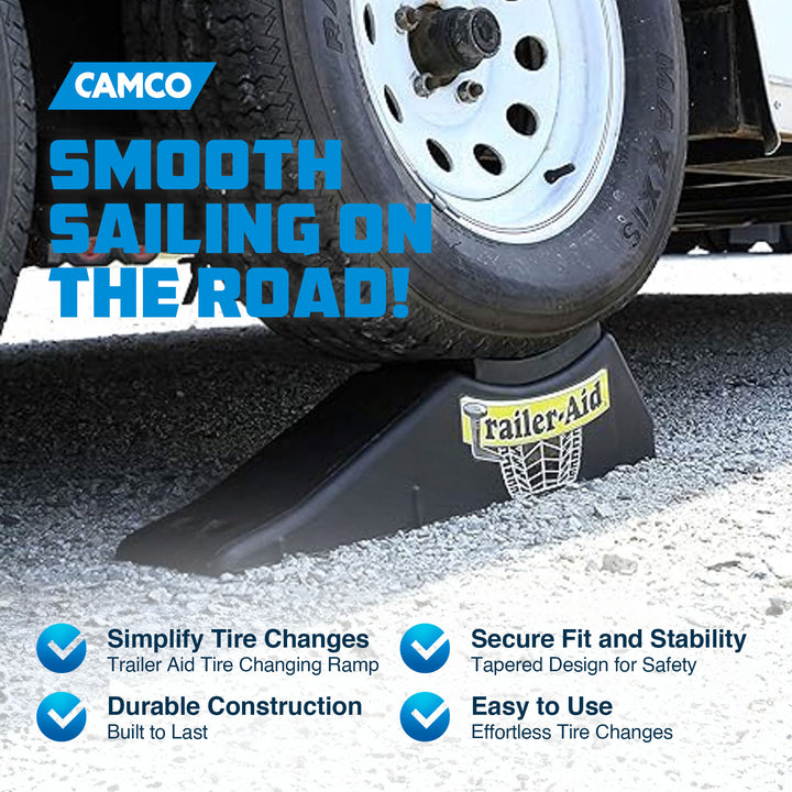 Camco Trailer Aid Tandem Trailer Tire Changing Ramp with 4.5 Inch Lift, Black - VMInnovations