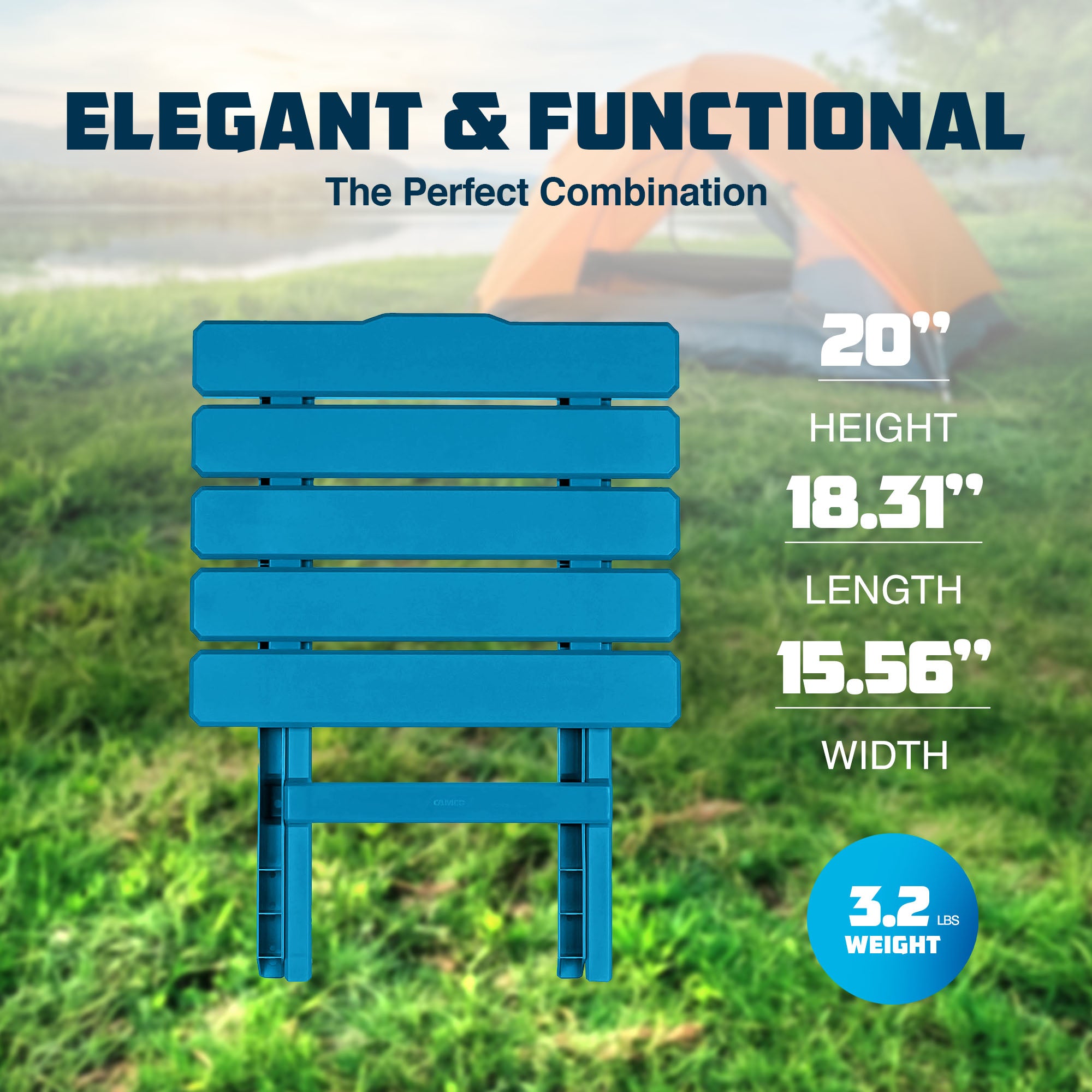 Camco Adirondack Style Folding Plastic Large Table, Indoor or Outdoor Use, Aqua - VMInnovations