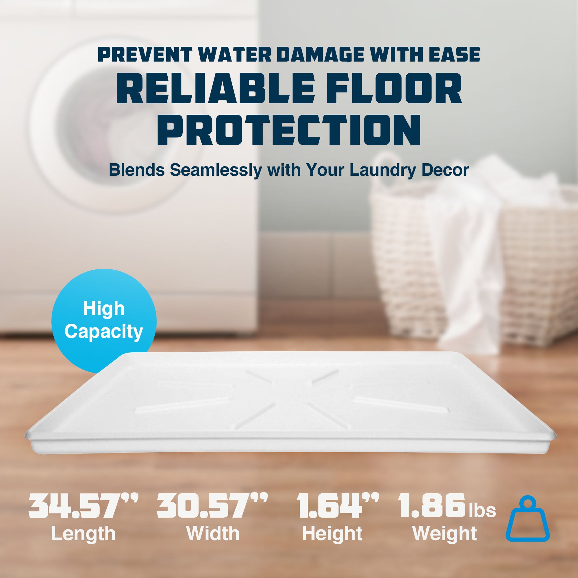 Camco Washing Machine Low Profile Drain Pan w/PVC Fitting & Locknut, White(Used) - VMInnovations