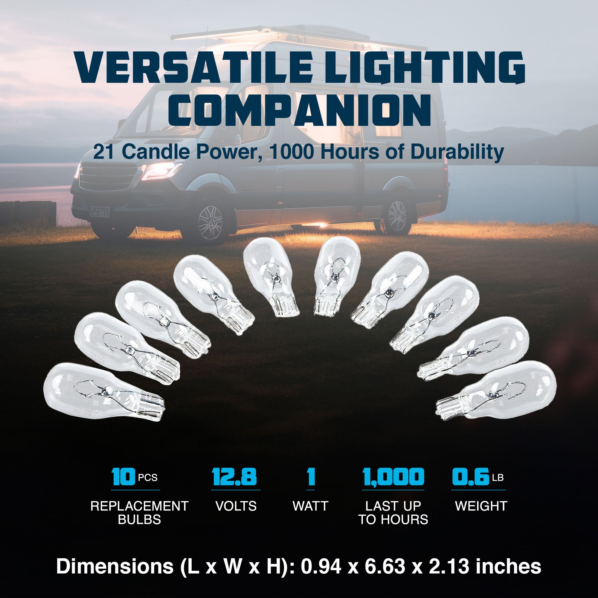 Camco Replacement 912 Interior Light Bulbs for Auto, RV, (10pk) (Open Box) - VMInnovations