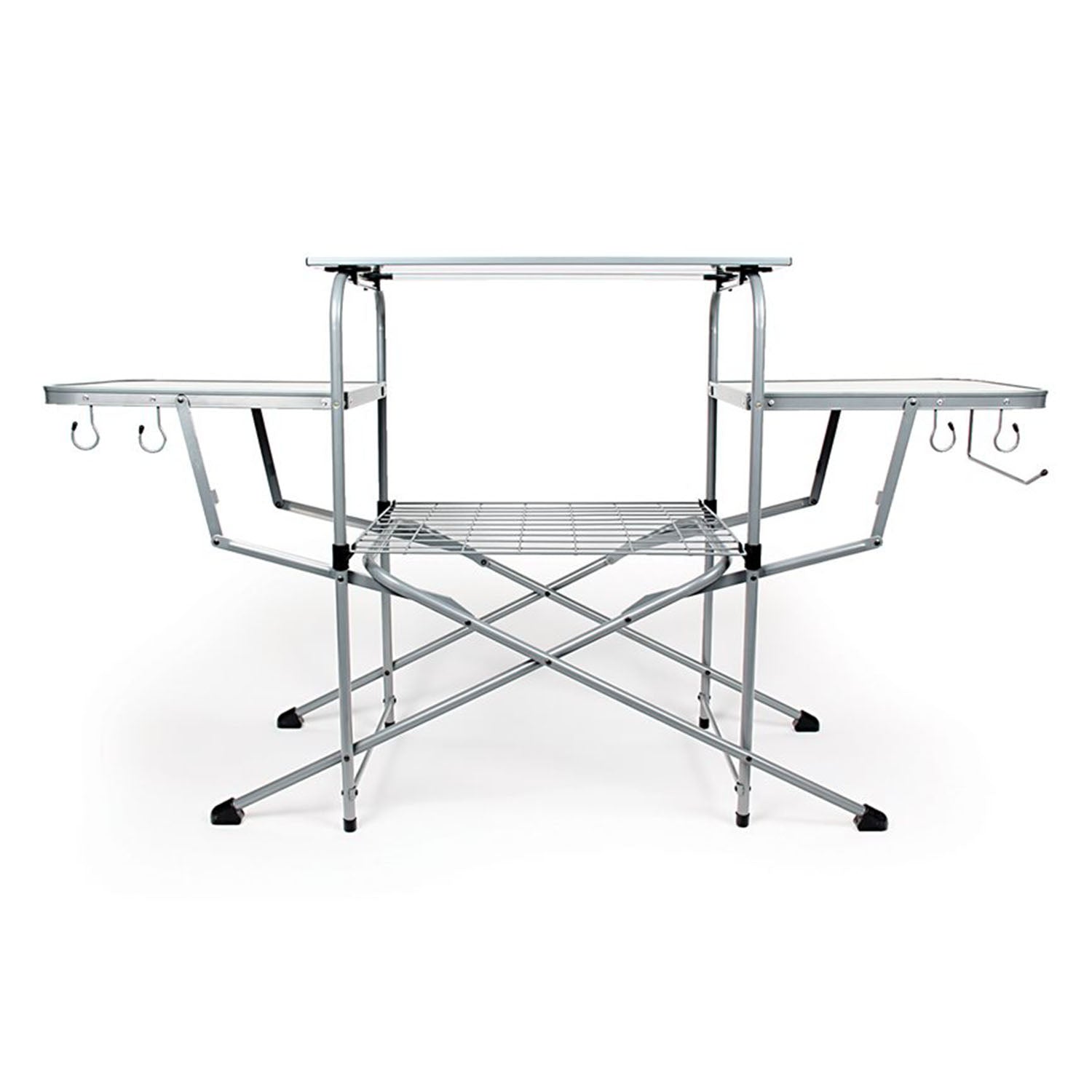 Camco Deluxe Folding Steel Grill Table with Side Tables, Hooks, Case (Open Box) - VMInnovations