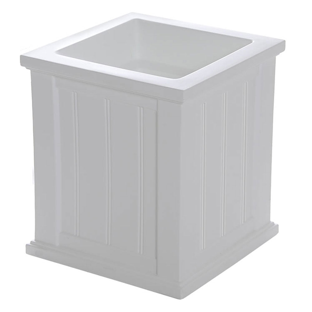 Mayne Cape Cod Large 16 In Square Plastic Outdoor Flower Pot Planter Box, White