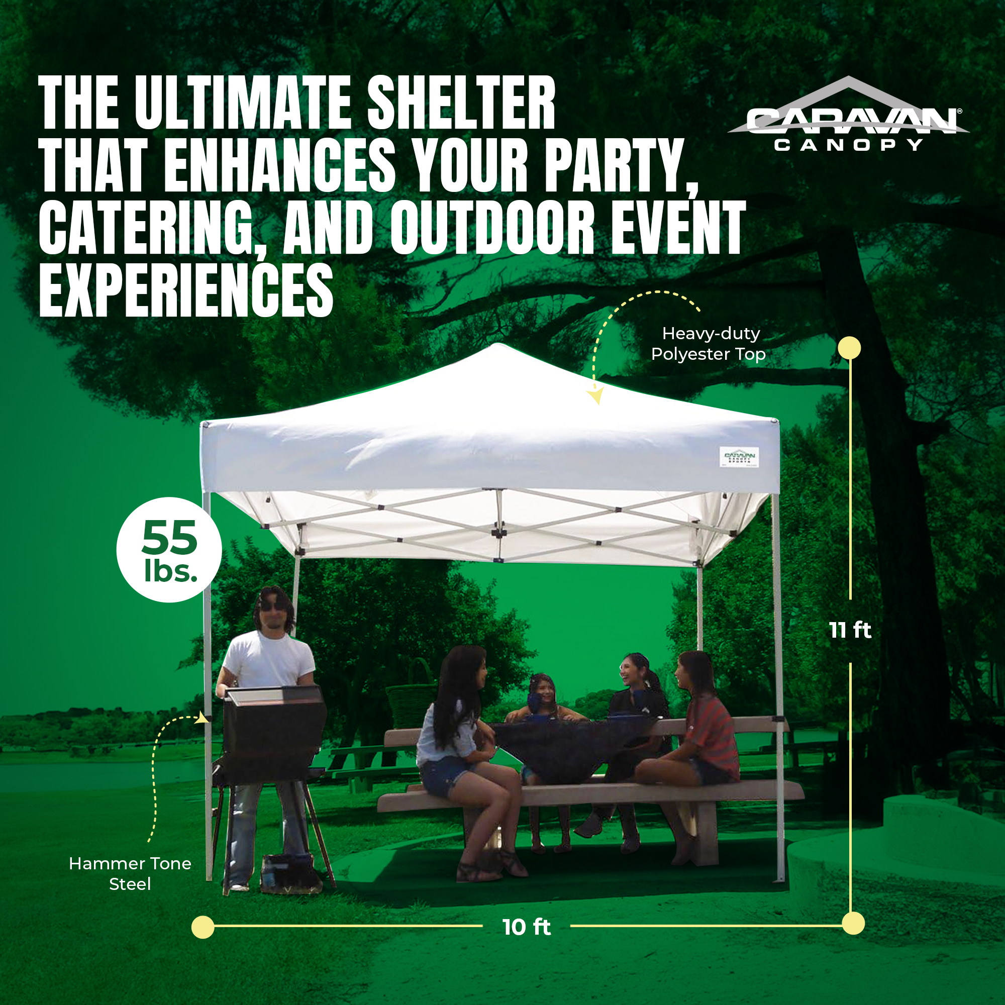 Caravan Canopy TitanShade 10 x 10 Steel Portable Instant Canopy, White (2 Pack)