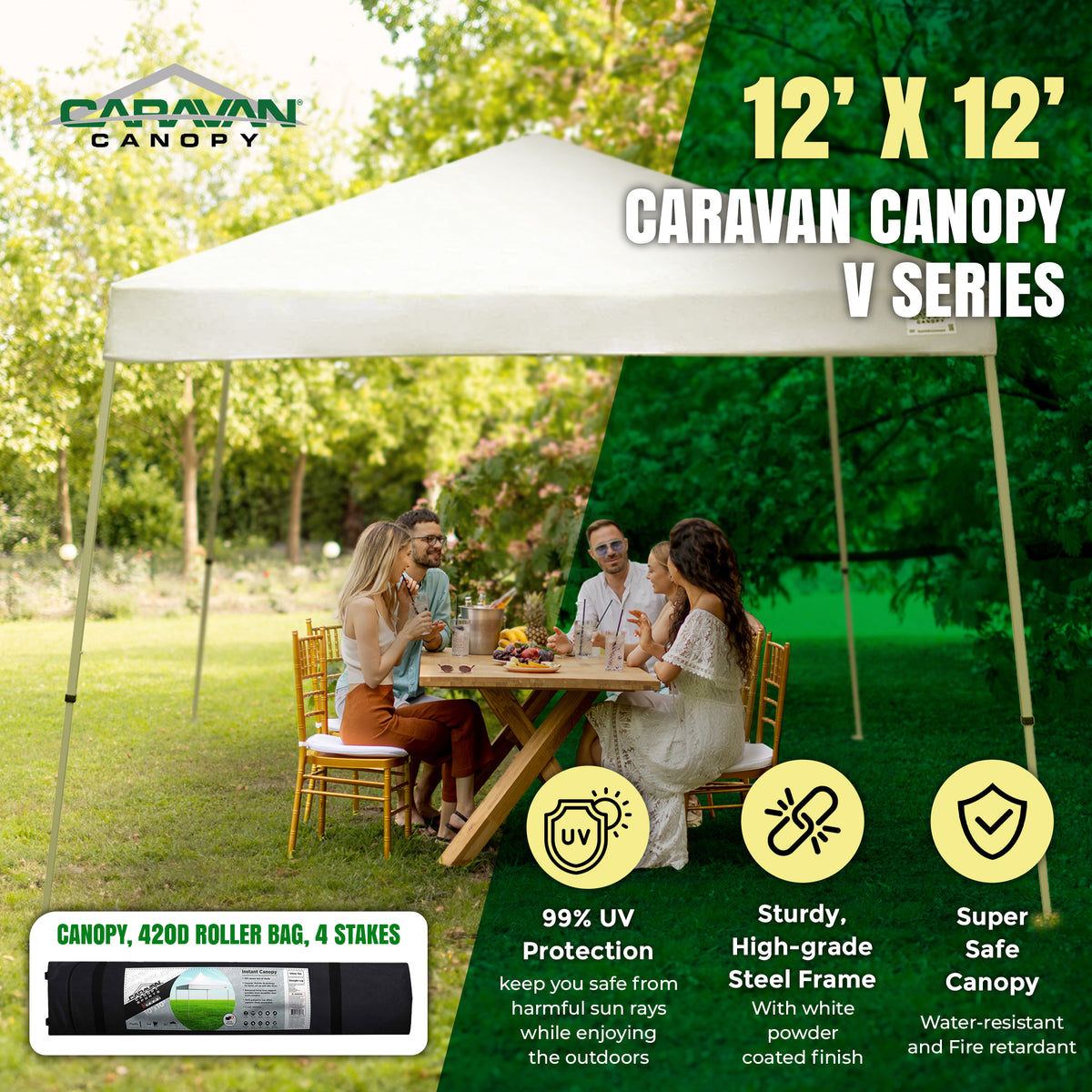 Caravan Canopy V Series 12 by 12 Ft Shade Instant Canopy Kit, White (For Parts)