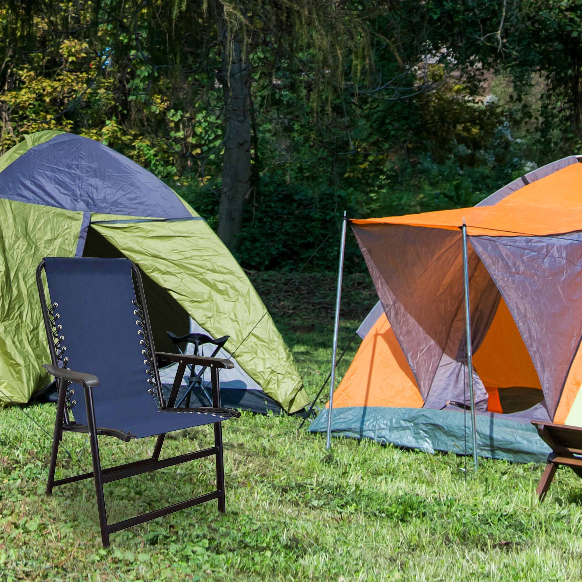 Caravan Canopy Portable Folding Sports Chair with Bungee System, Blue (Open Box) - VMInnovations