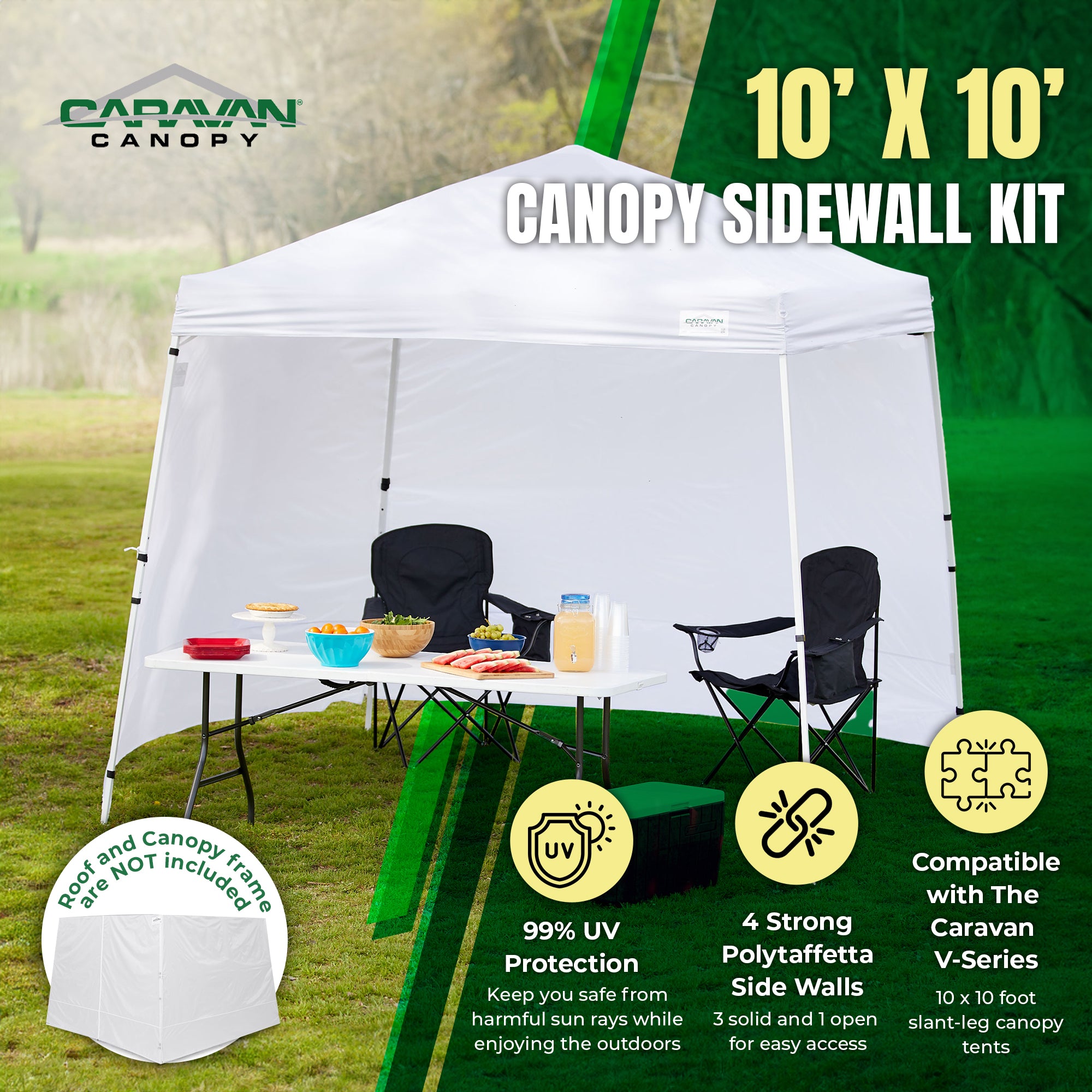 Caravan Canopy V-Series 10 x 10 Foot Tent Sidewalls, White (Sidewalls Only) - VMInnovations