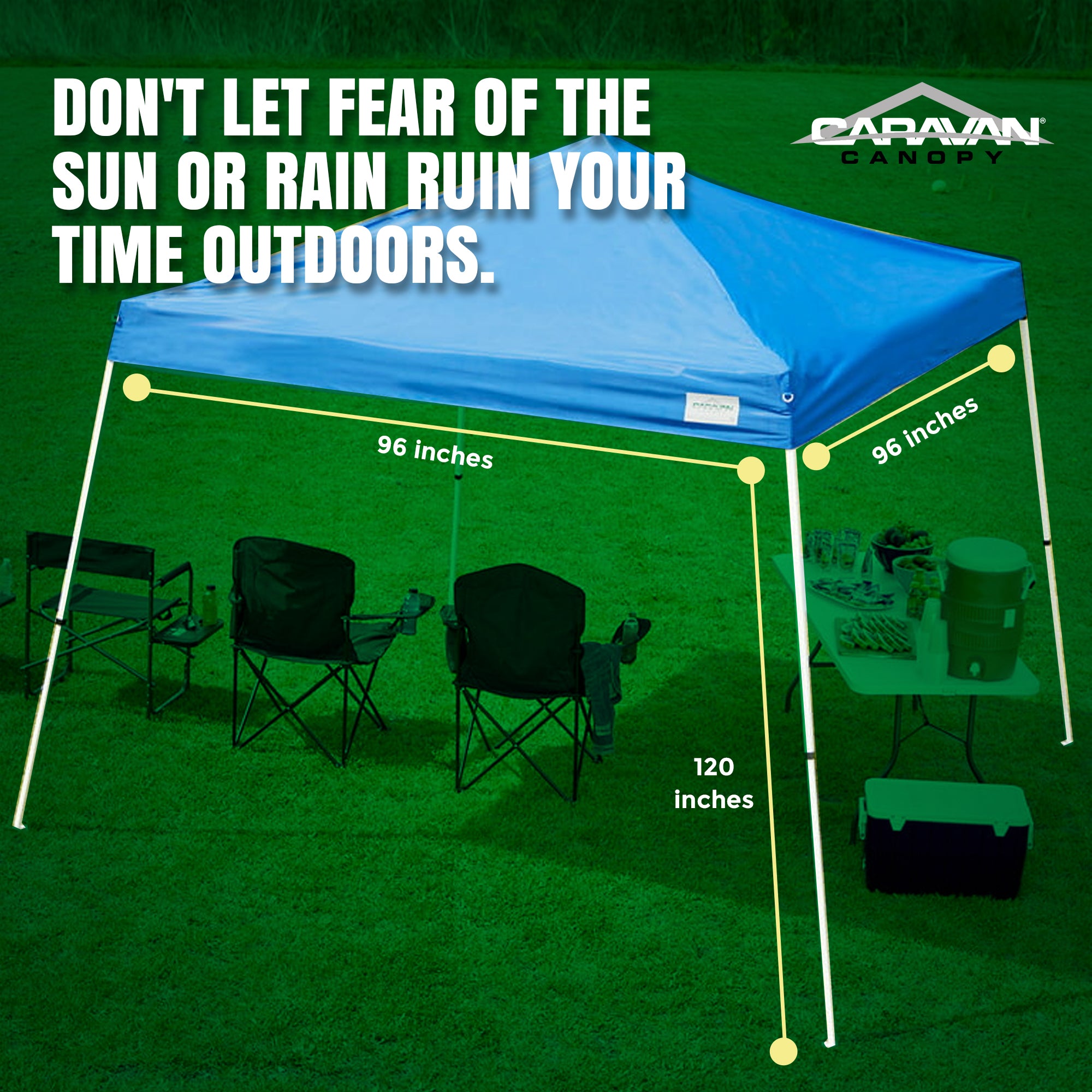 Caravan V-Series 10' x 10' Entry Level Angled Leg Insta-Canopy, Blue (Open Box) - VMInnovations