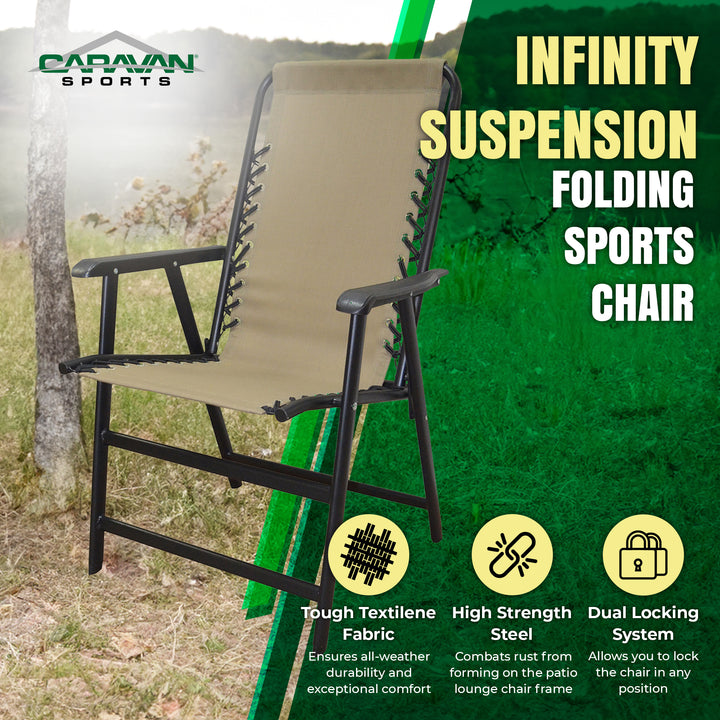 Caravan Canopy Infinity Suspension Portable Folding Sports Chair, Regular, Beige - VMInnovations