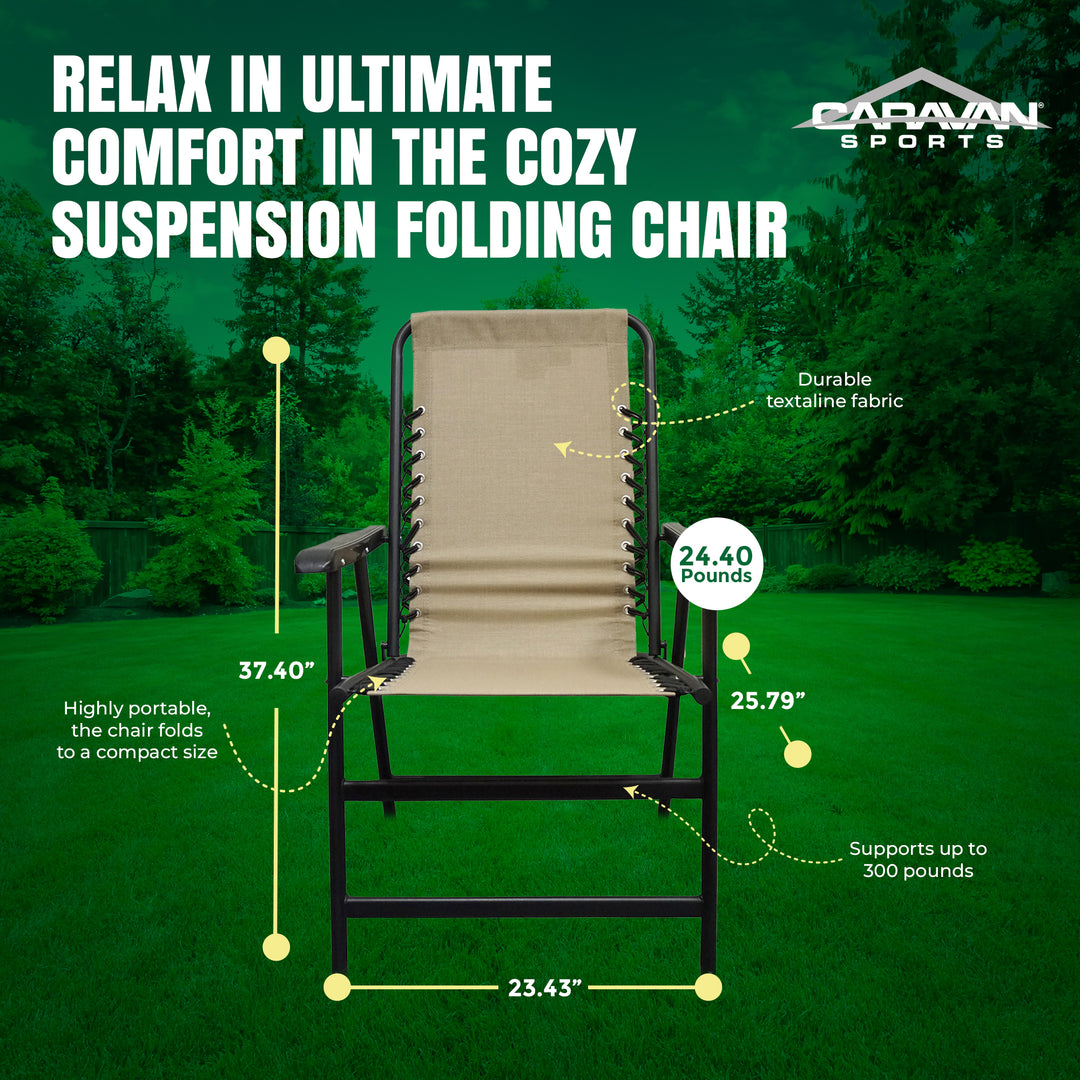 Caravan Canopy Infinity Suspension Portable Folding Sports Chair, Regular, Beige - VMInnovations