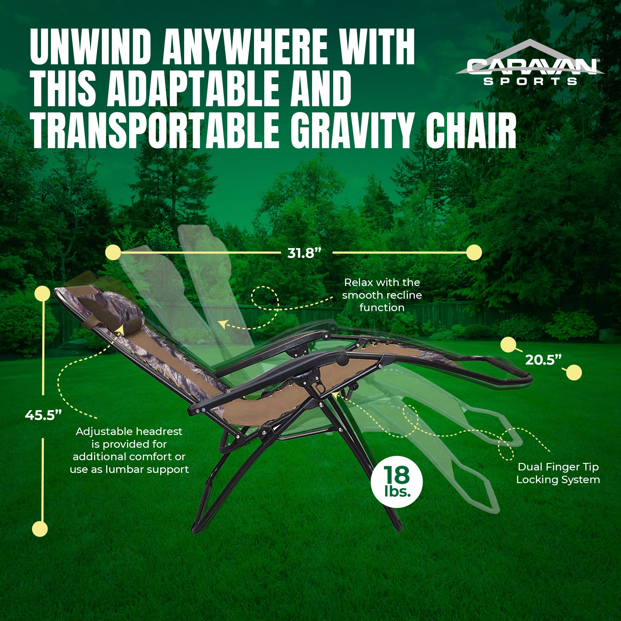 Caravan Canopy Infinity Zero Gravity Steel Frame Patio Deck Chair (Open Box) - VMInnovations
