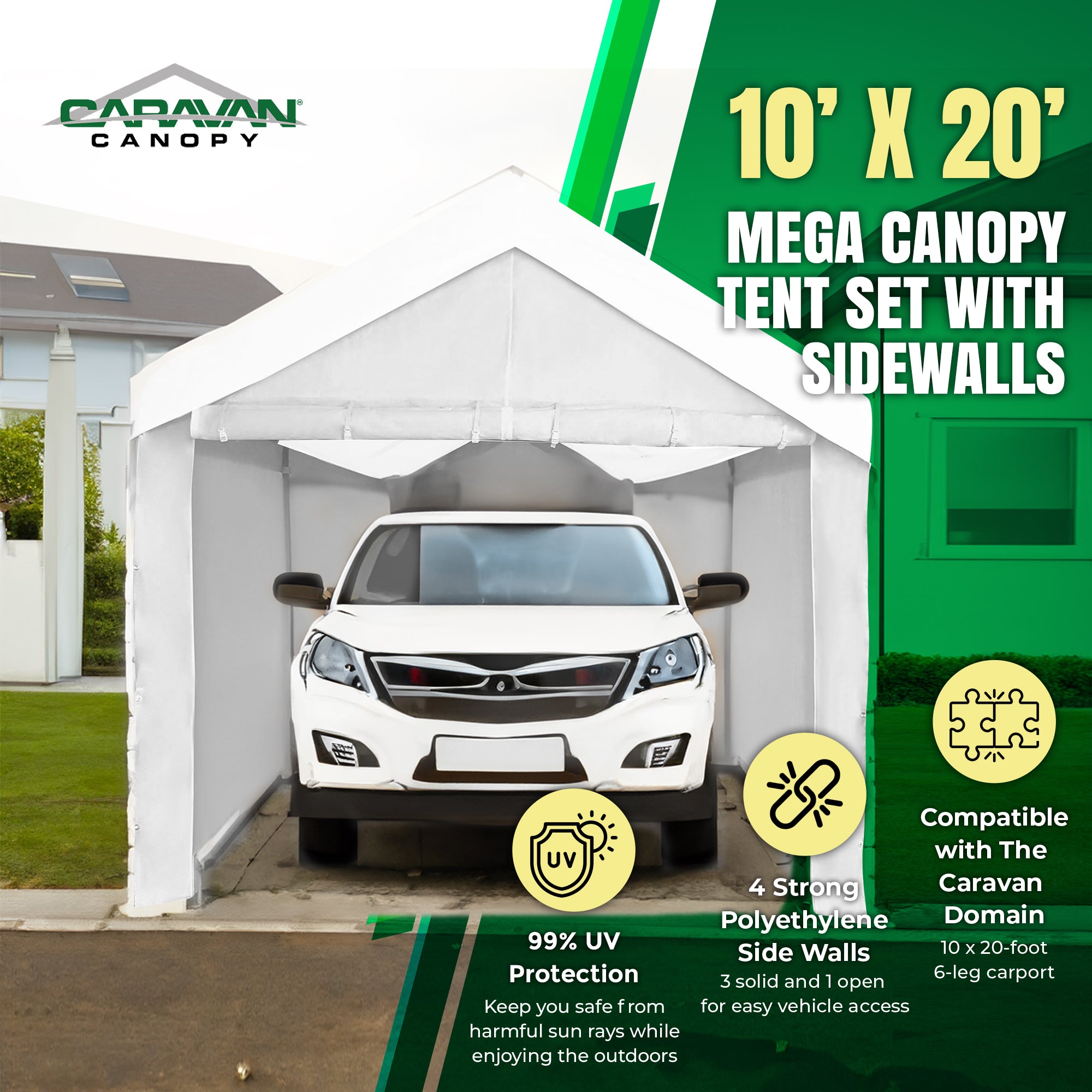 Caravan Canopy V Series 2 10' x 10' Entry Level Angled Leg Instant Canopy, Blue