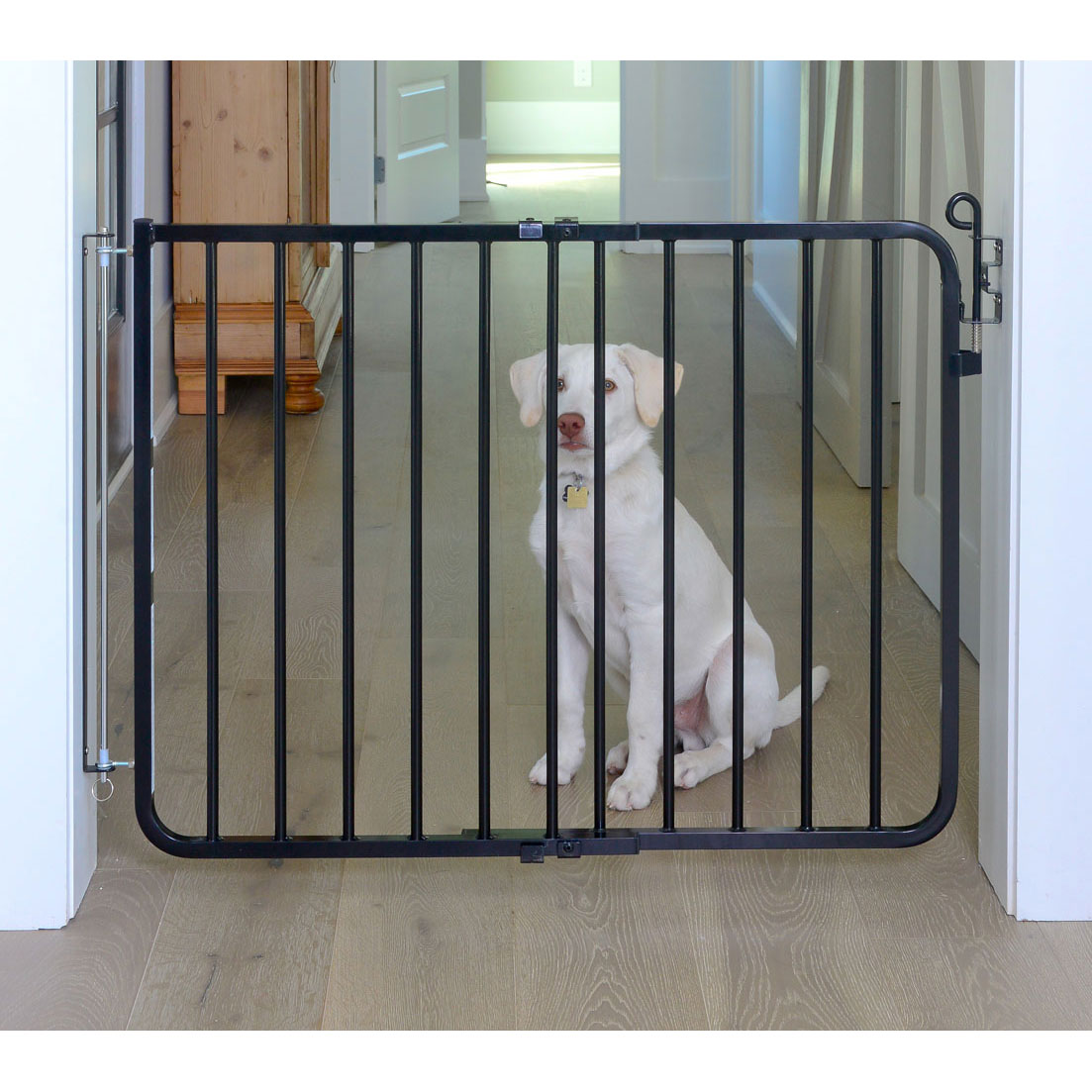 Cardinal Gates 29.5 Inch Aluminum Auto-Lock Indoor Baby Gate, Black (Open Box) - VMInnovations