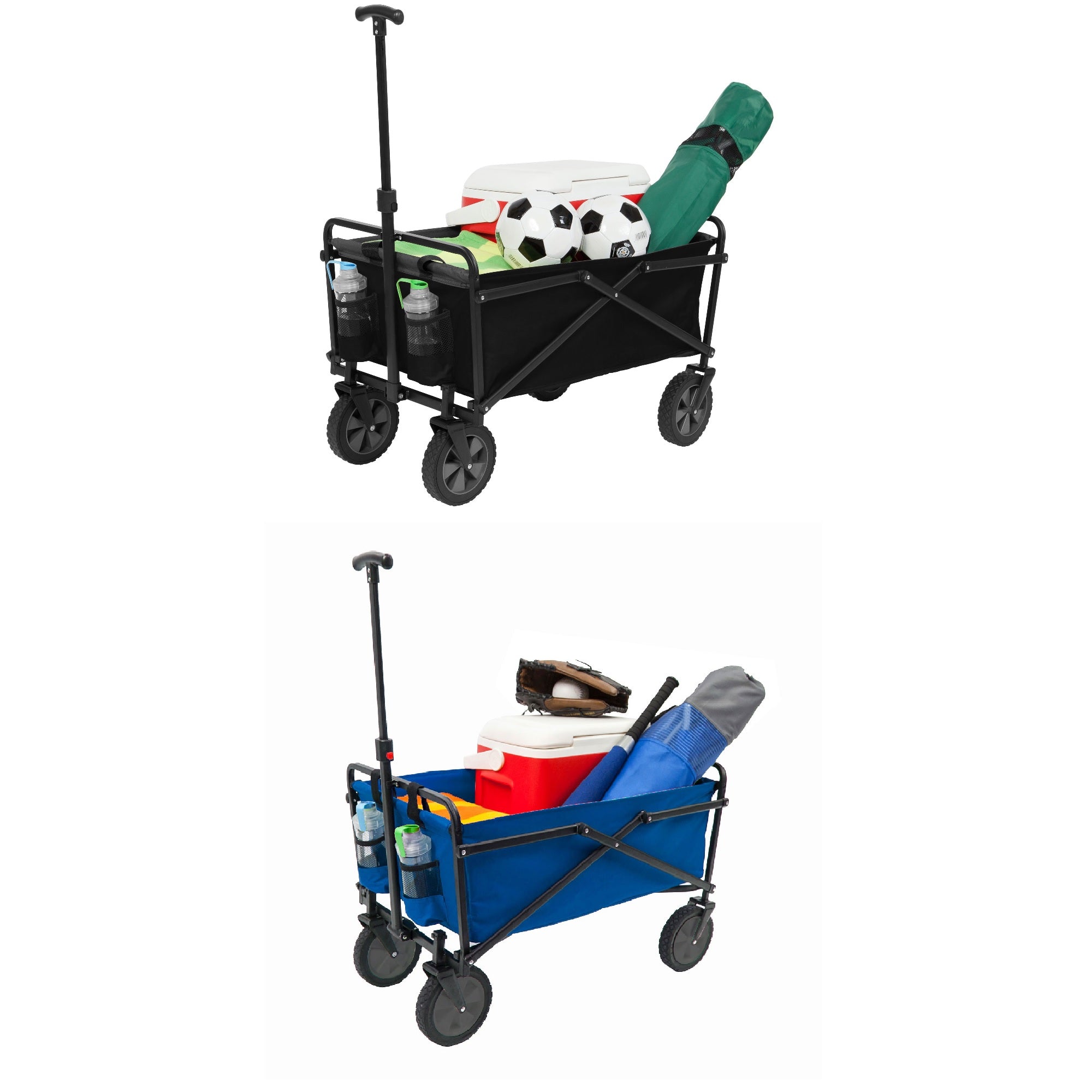 Seina Manual 150 Pound Capacity Heavy Duty Folding Utility Cart, Black & Blue