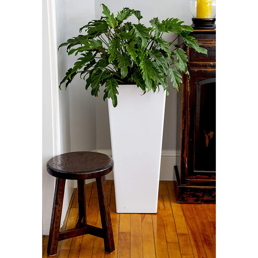 HC Companies 12 Inch Cascade Indoor or Outdoor Durable Square Planter, Black - VMInnovations