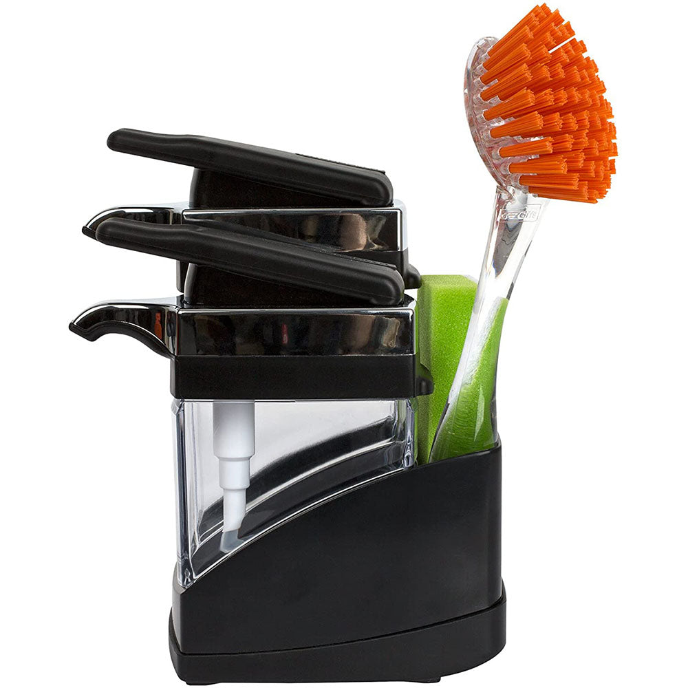 Casabella Chrome Plated Hand Pump Sink Sider Duo with Sponge Compartment, Black