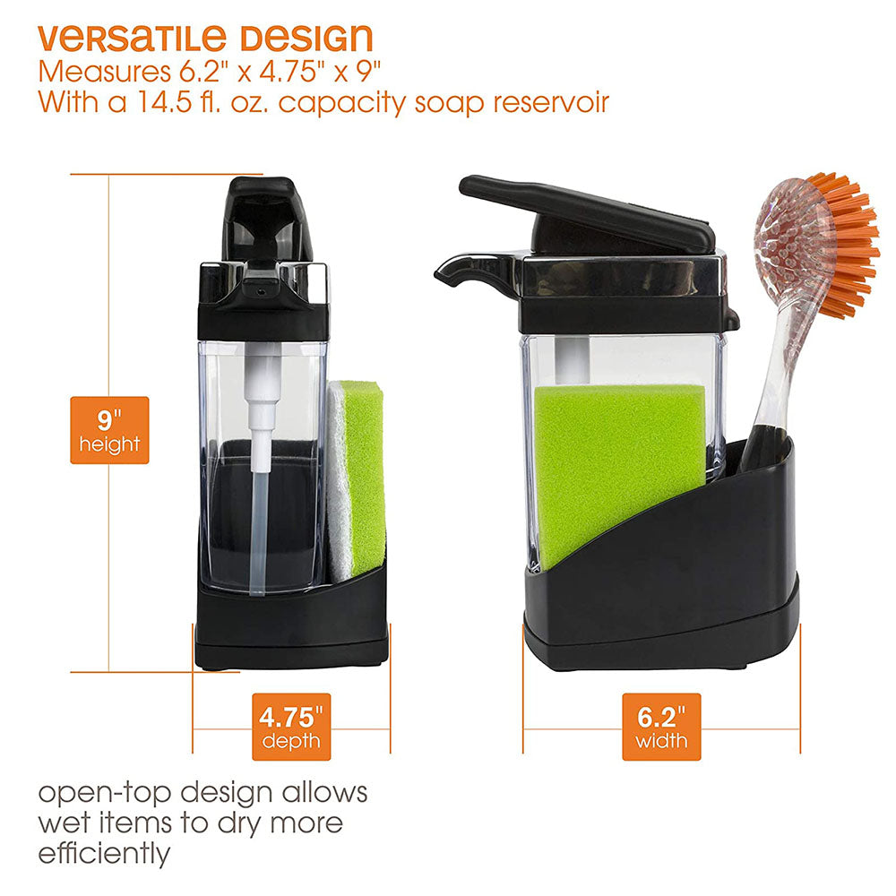 Casabella Hand Pump Sink Sider Solo with Sponge Compartment, Black (Open Box)