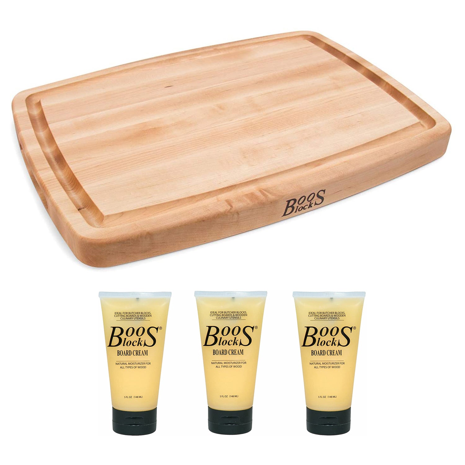 John Boos Block 14" Wide Oval Cutting/Carving Maple Board & Block Natural Cream - VMInnovations