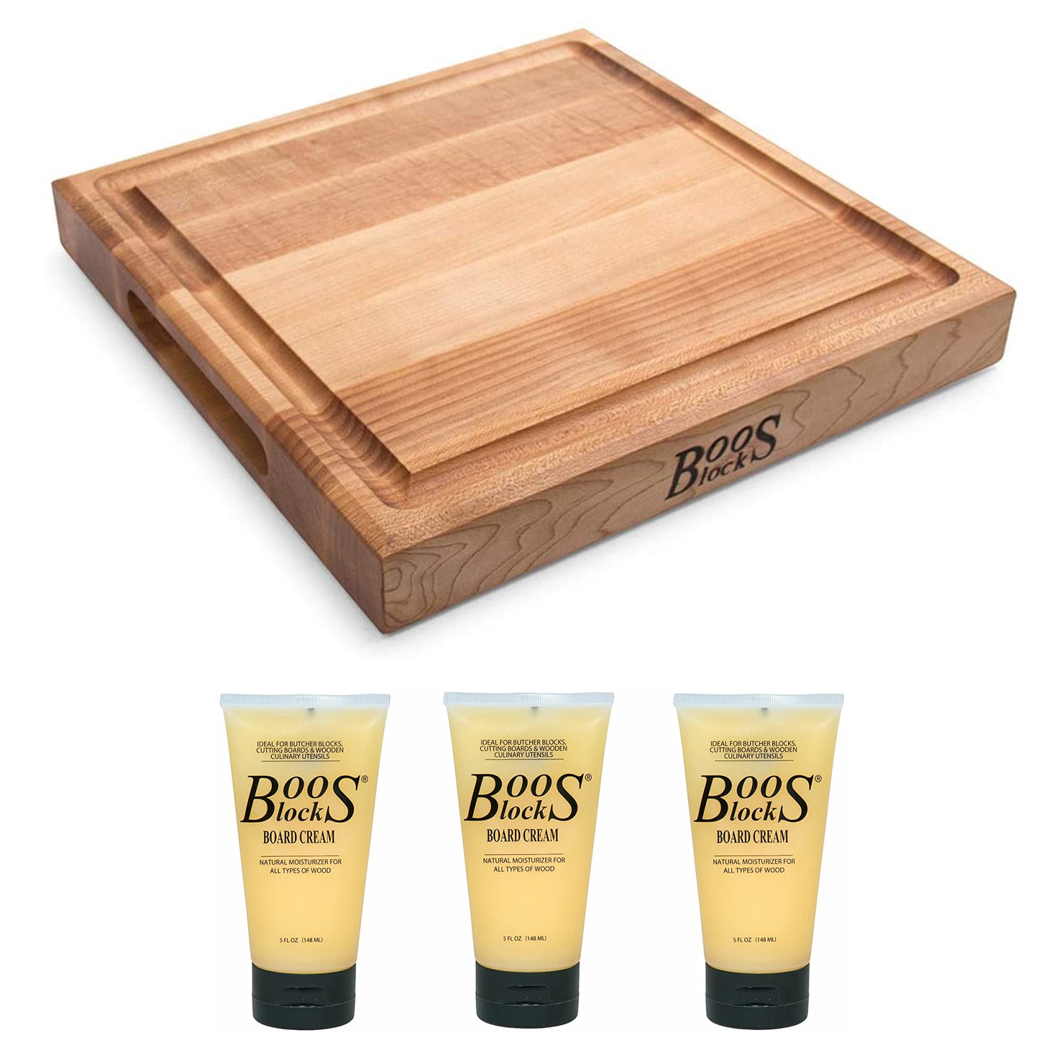 John Boos Block 12 x 12" Square Cutting/Carving Board & Block Natural Cream