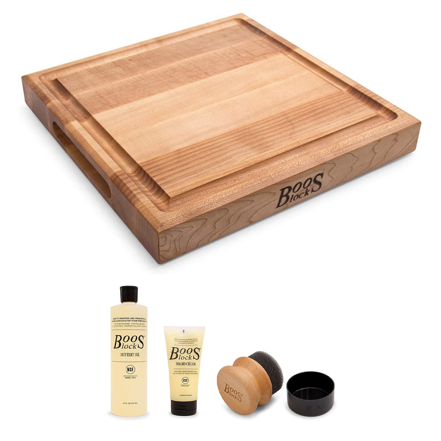 John Boos Block 12x12" Square Cutting/Carving Board and Board Maintenance Set - VMInnovations