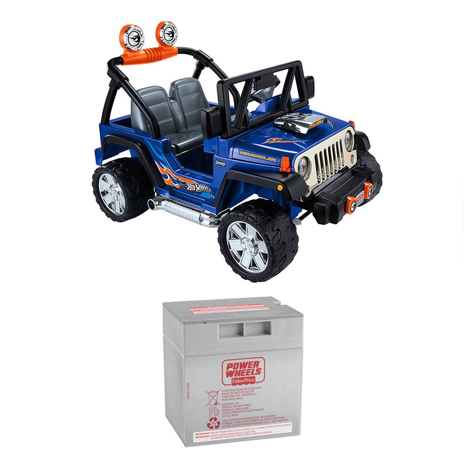 Power Wheels Hot Wheels Jeep Wrangler 12 V Ride-On + Replacement Battery