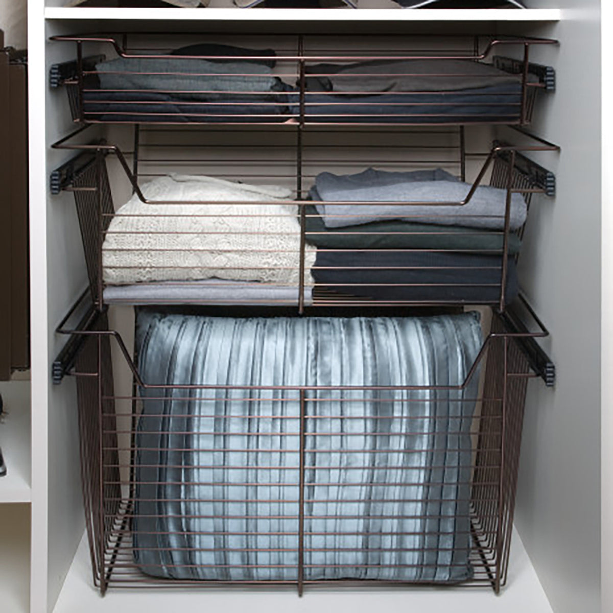Rev-A-Shelf Sidelines CBSL-301405BZ-3 30 In Bronze Pullout Closet Storage Basket