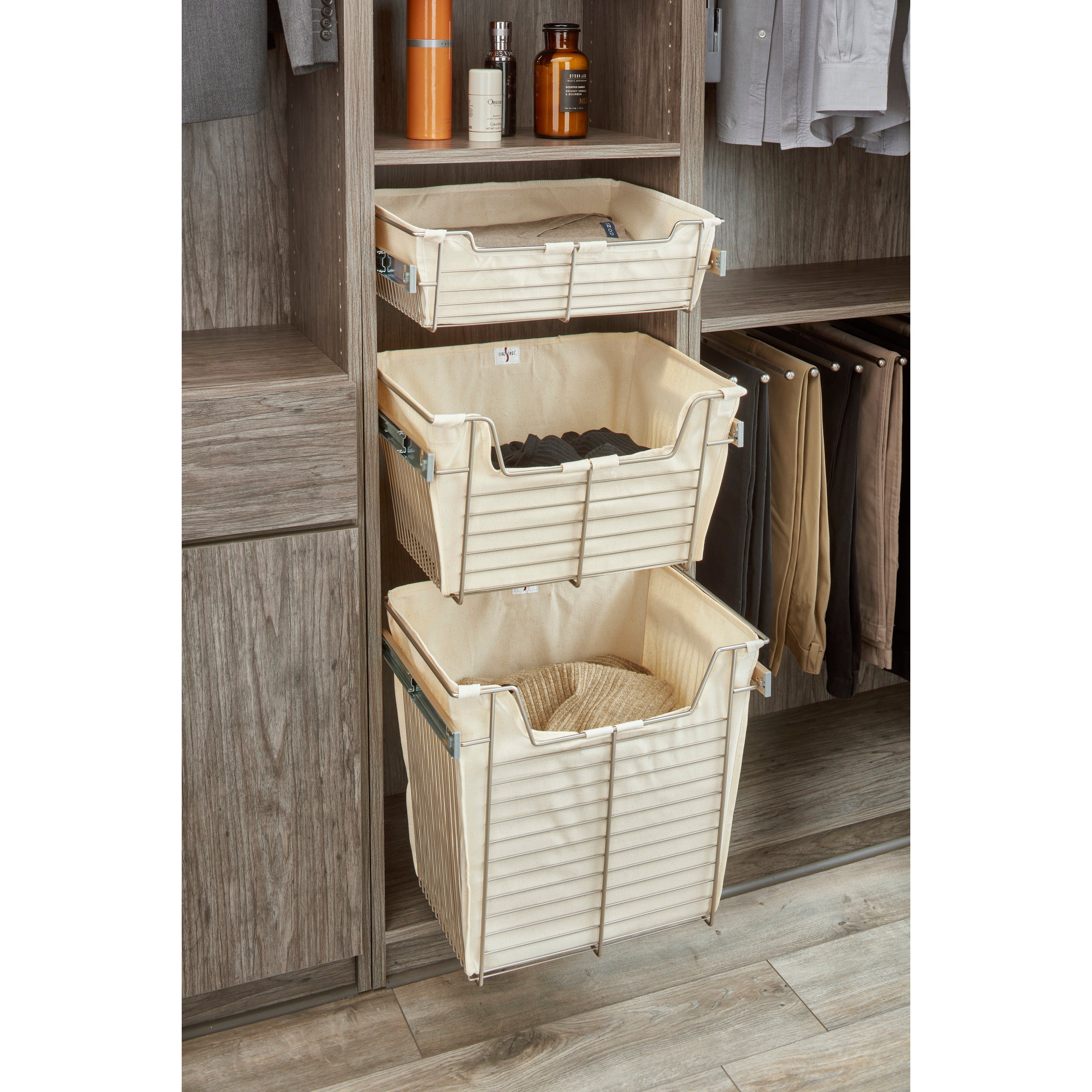 Rev-A-Shelf Sidelines 18" Canvas Cloth Closet Basket Liner, Tan, CBLSL-181405-T1 - VMInnovations