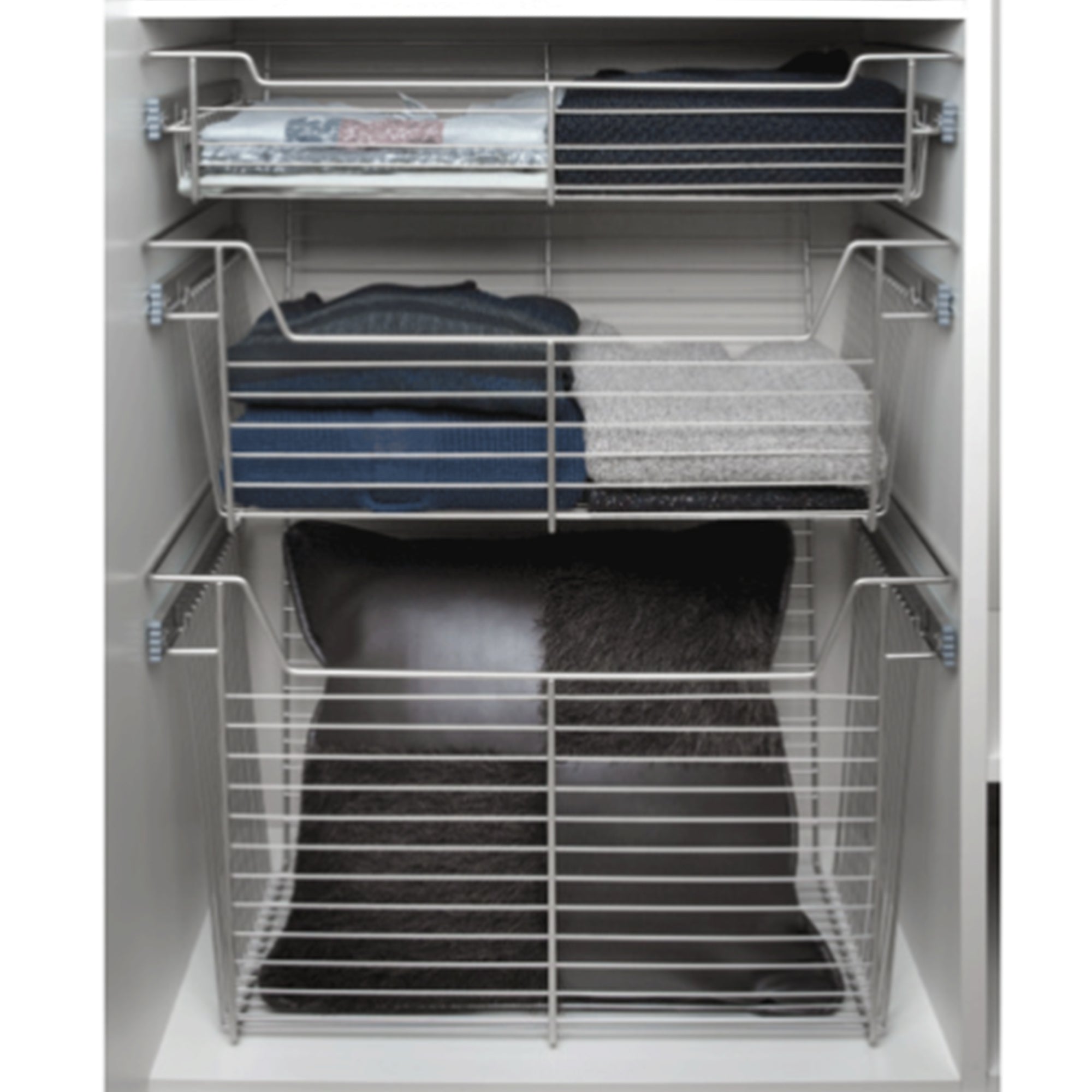 Rev-A-Shelf Sidelines CBSL-181410CR-3 18" Chrome Pullout Closet Basket (3 Pack) - VMInnovations