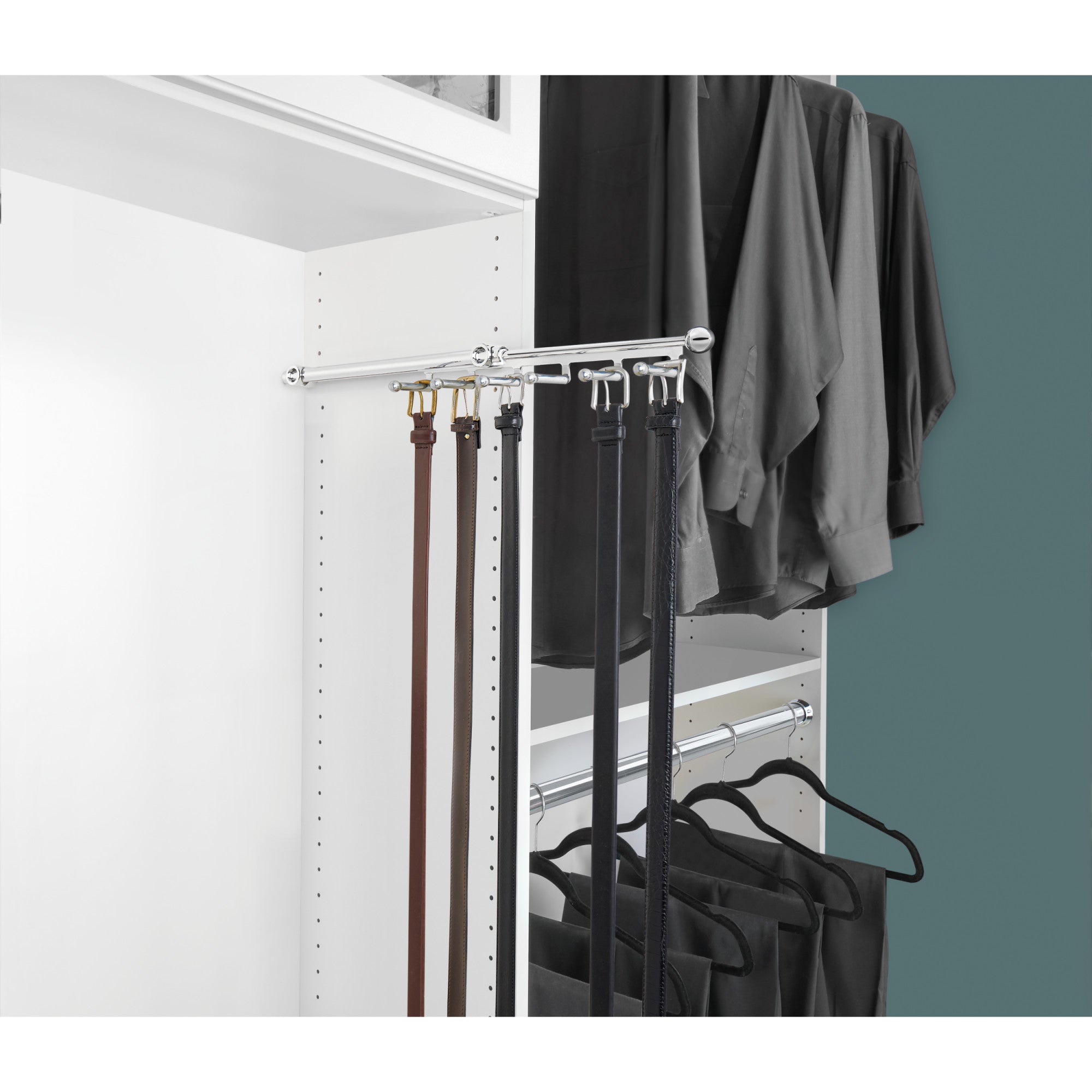 Rev-A-Shelf 14" Pull Out Belt & Scarf Closet Organizer, Chrome, CBSR-14-CR - VMInnovations