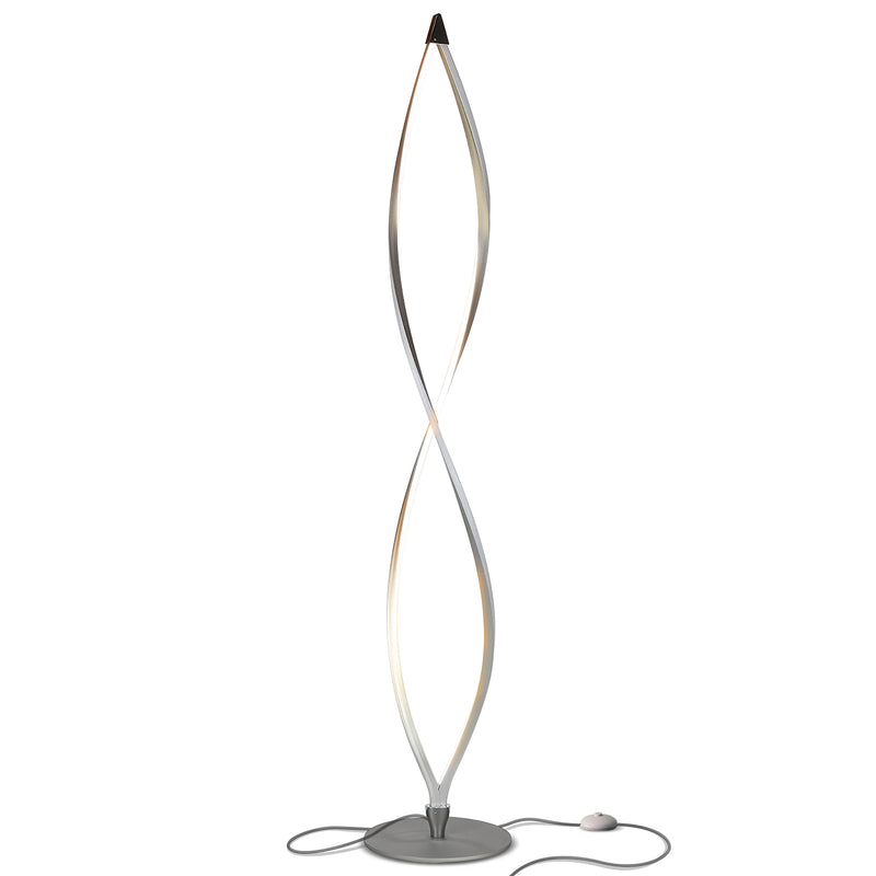 Brightech Twist LED Spiral Decorative Standing Floor Lamp with Dimmer, Silver