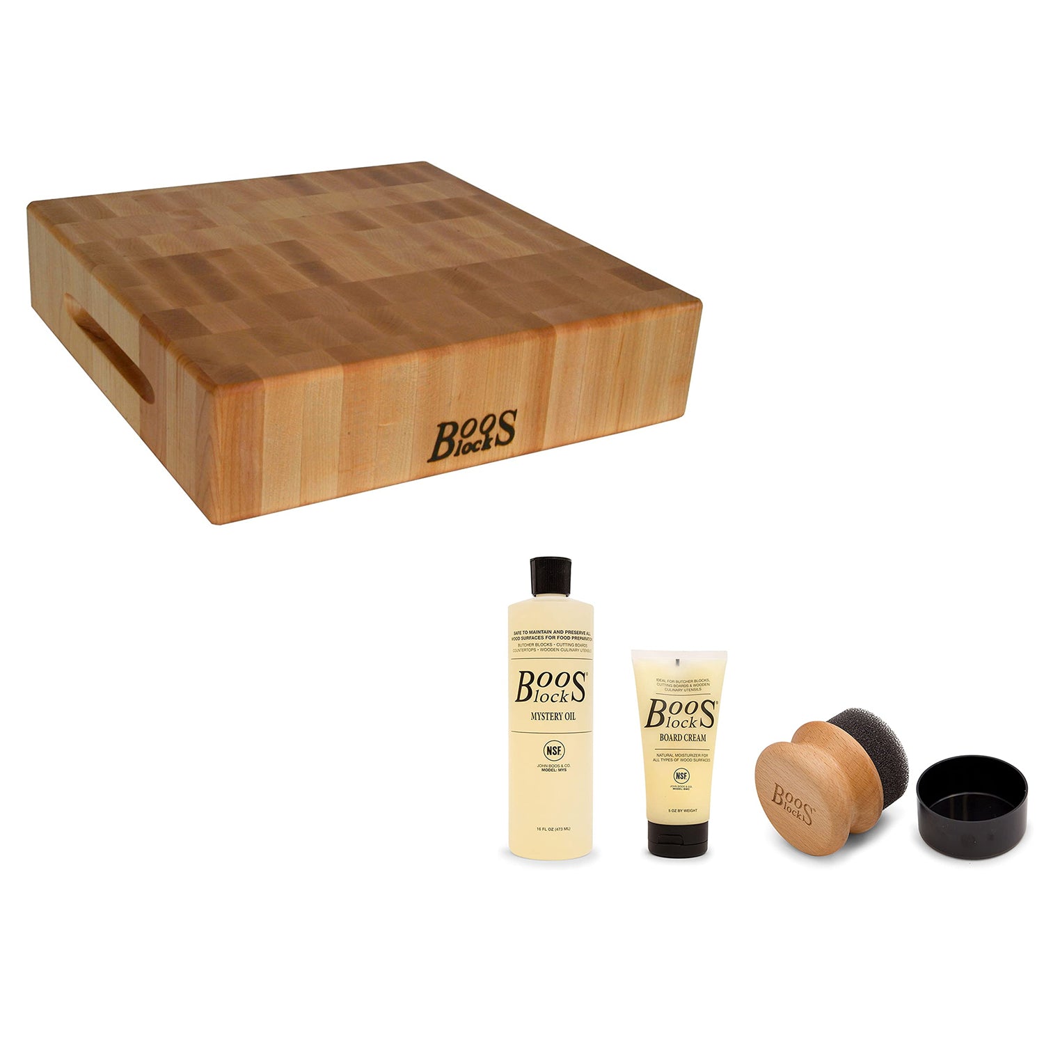 John Boos Classic Maple Wood Chopping Block w/ 3 Pc Care and Maintenance Set - VMInnovations